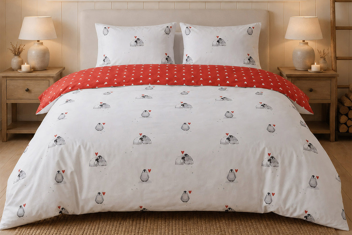 So Soft | Cute Penguins Duvet Cover Set | White | Single