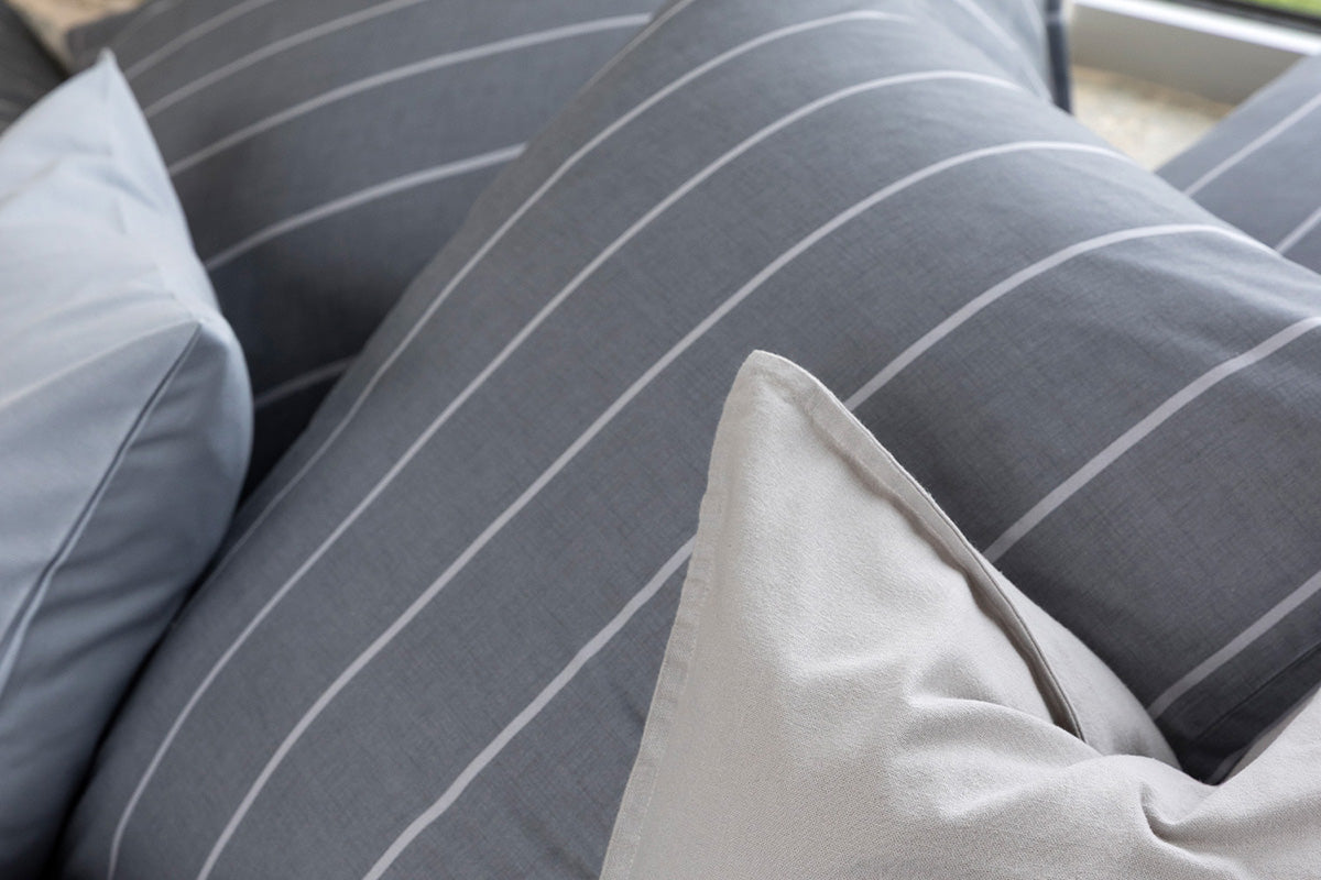 Mistral Home | Stripe Oxford Duvet Cover Set | Grey/White | Super King-3