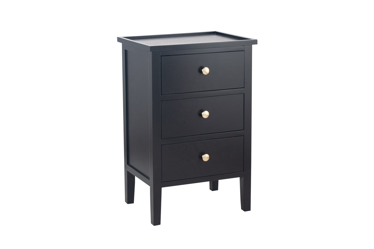 Satin Bedside Locker | 3 Drawer | Black-2