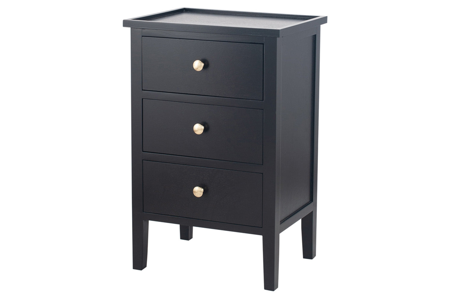 Satin Bedside Locker | 3 Drawer | Black-4