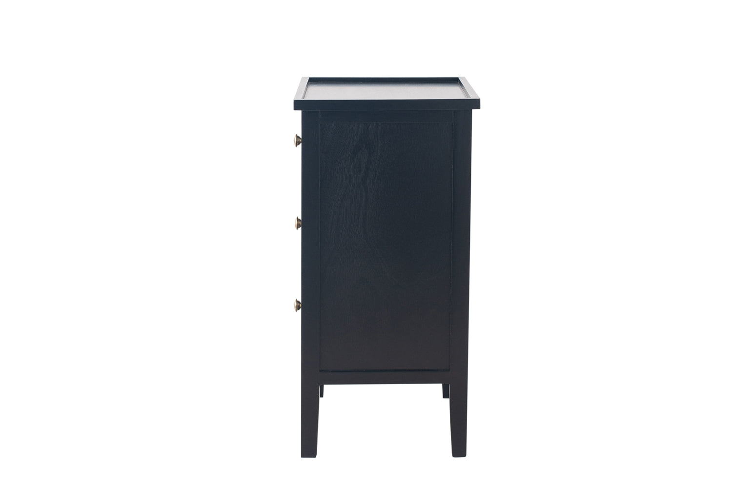 Satin Bedside Locker | 3 Drawer | Black-5