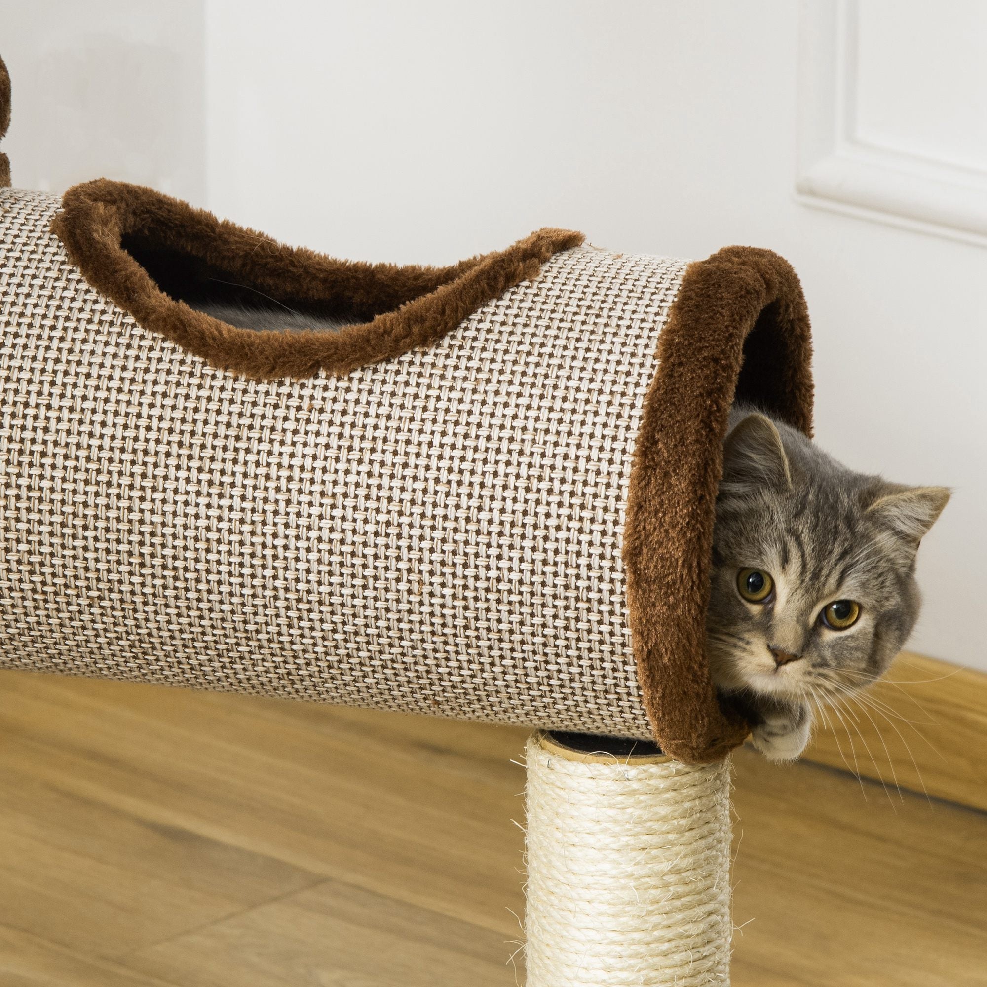 PawHut D30-411 104cm Scratching Post Cat Tree | Brown-8