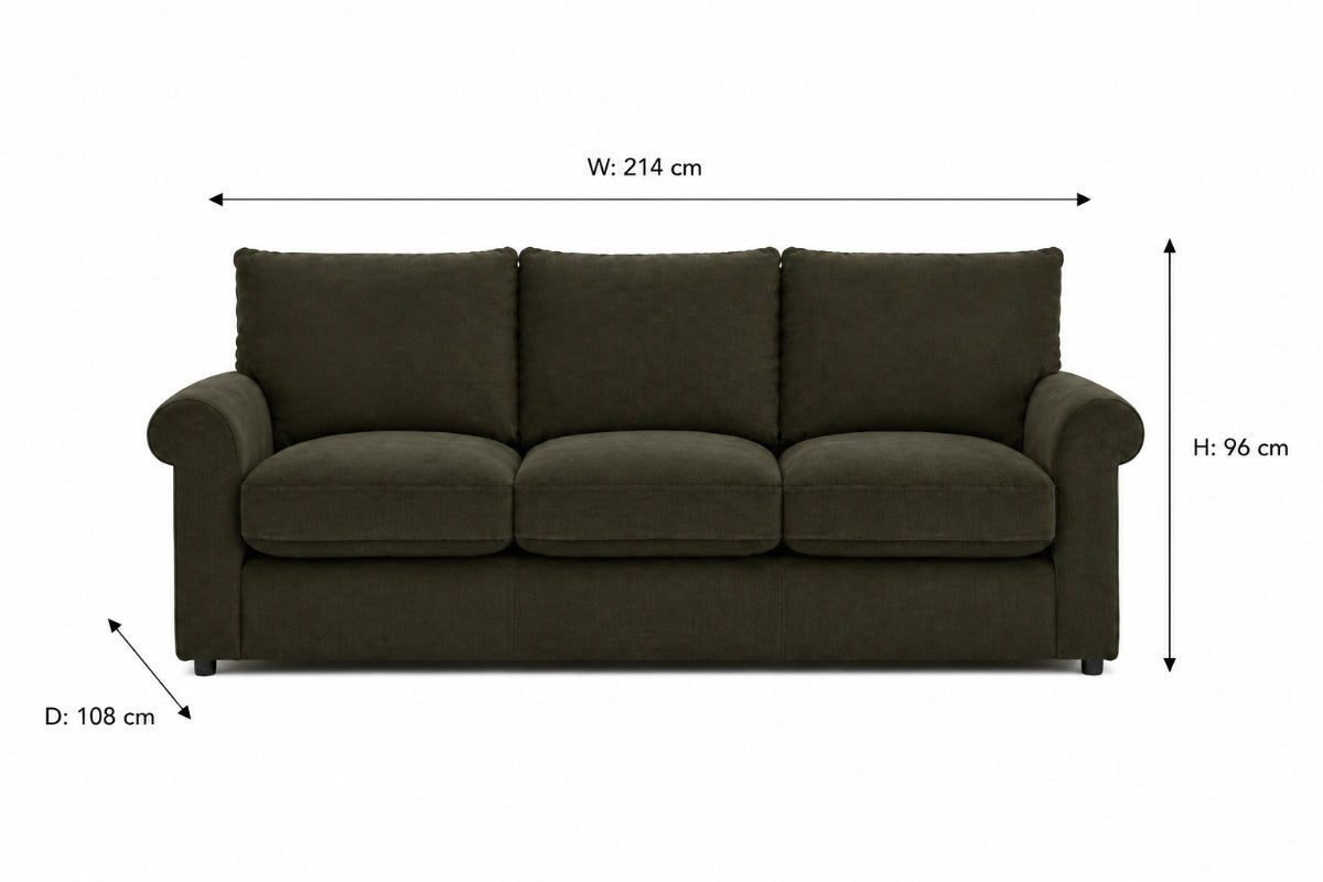 Corah 3 Seater Sofa | Fabric | Green-2