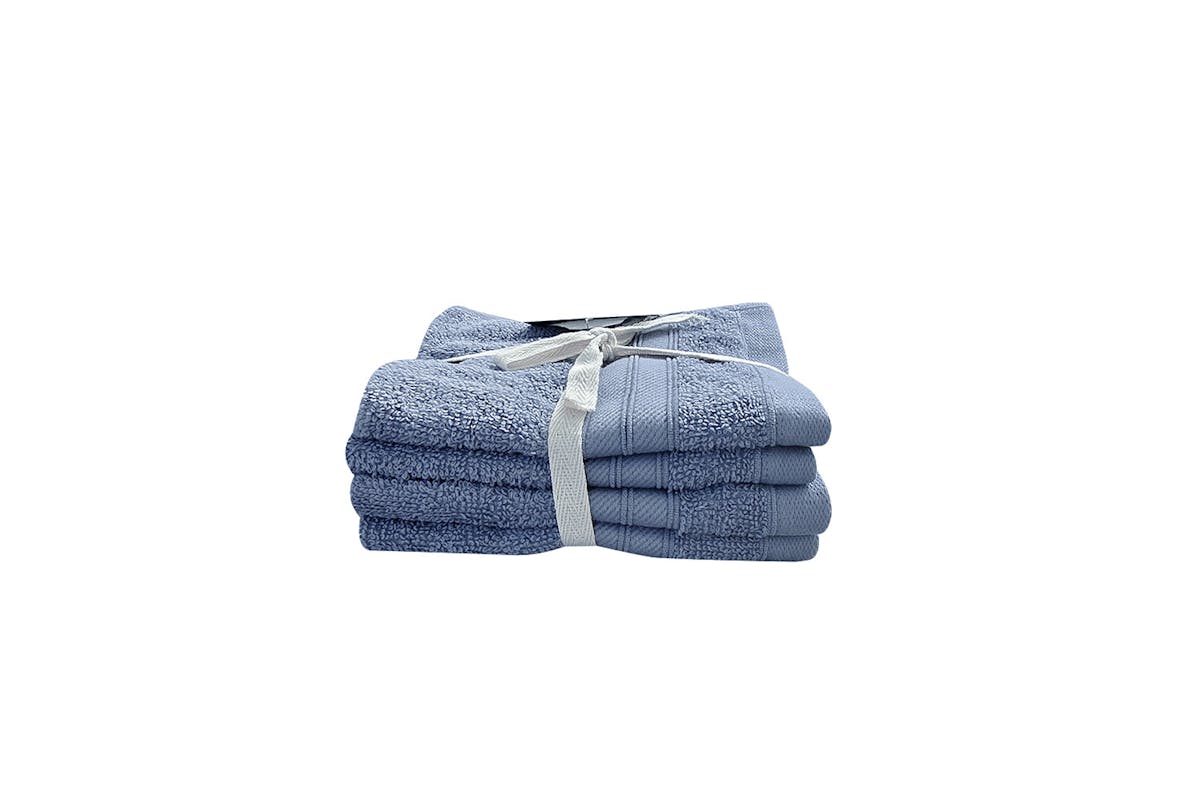 Cotton Terry Face Towel | 4 Pack | Denim