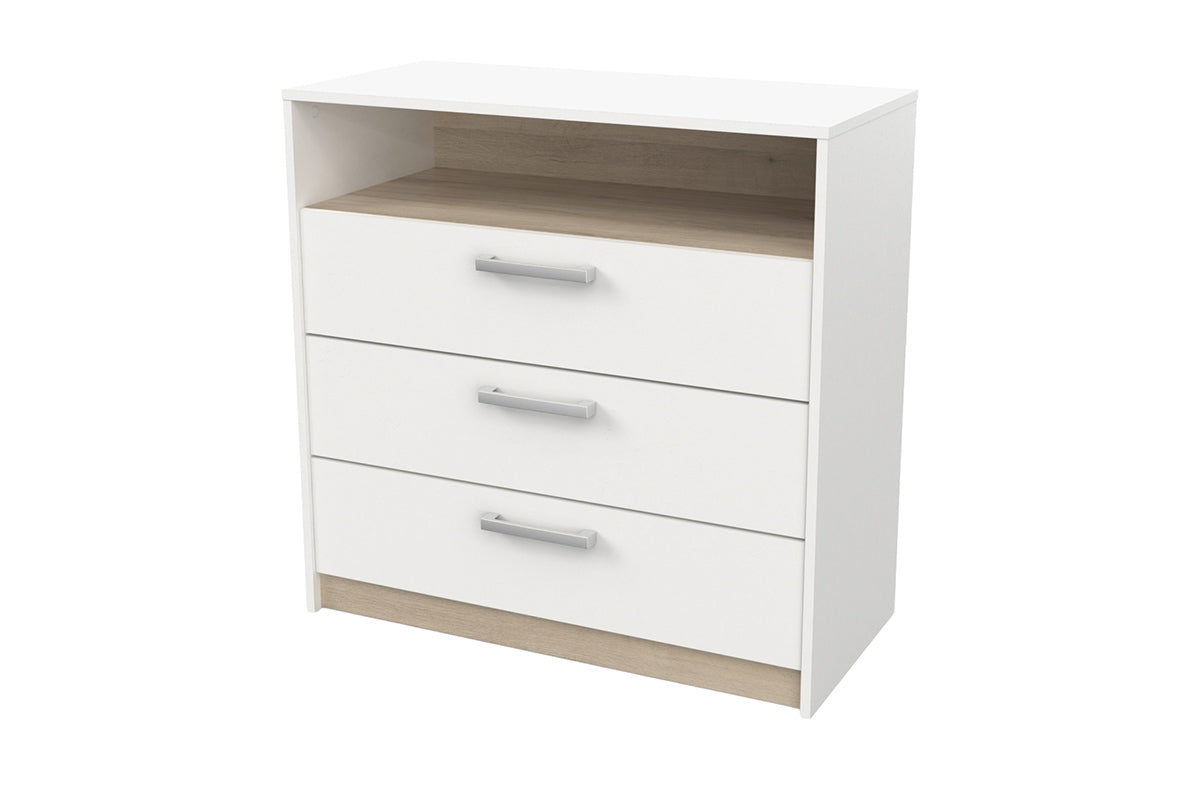 Watson Chest of Drawer | 3 Drawer + Shelf | White-4