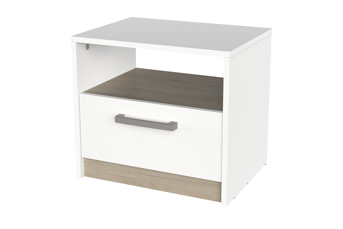 Watson Bedside Locker | 1 Drawer + Shelf | White-3
