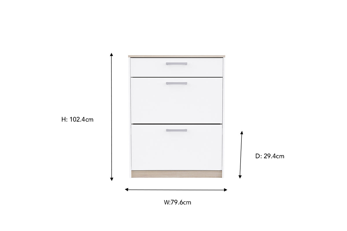 Watson Shoe Storage Cabinet | 1 Drawer + 2 Compartments | White-2