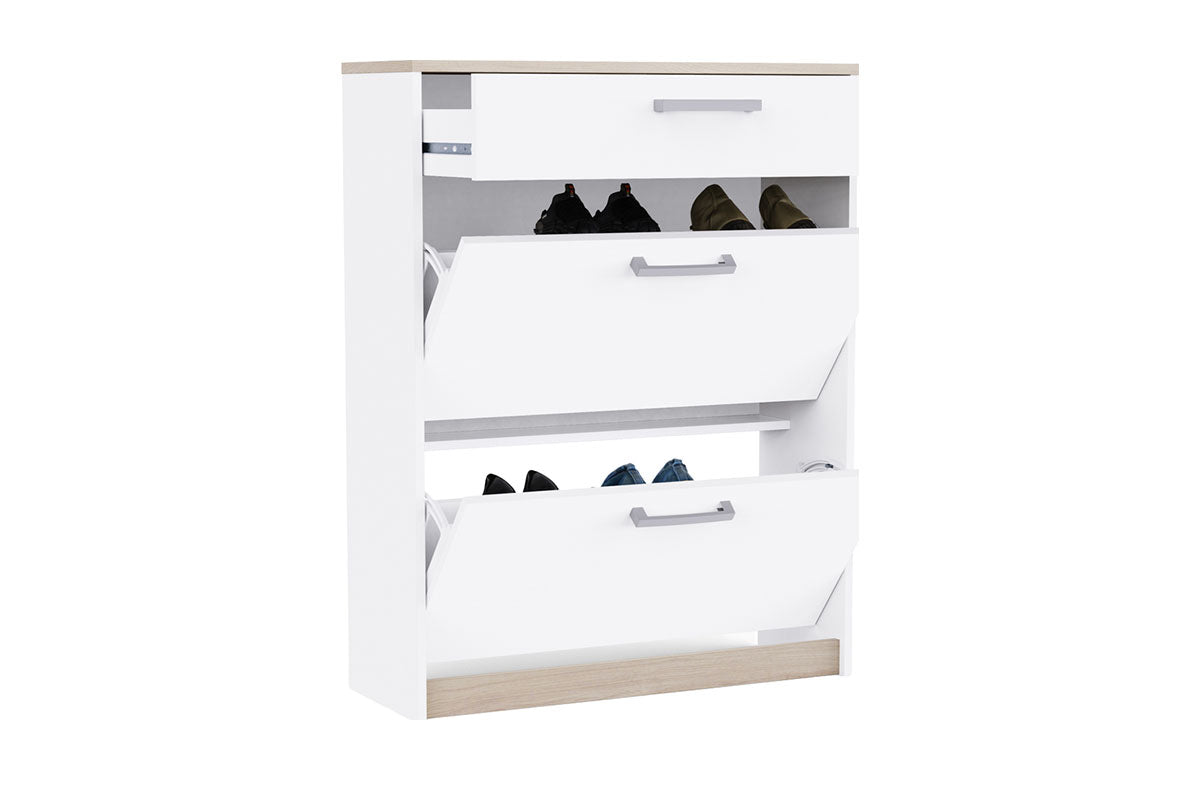 Watson Shoe Storage Cabinet | 1 Drawer + 2 Compartments | White-4