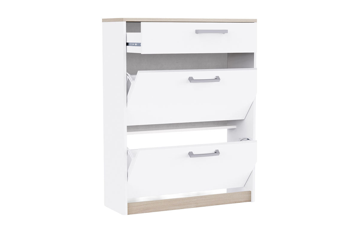 Watson Shoe Storage Cabinet | 1 Drawer + 2 Compartments | White-3