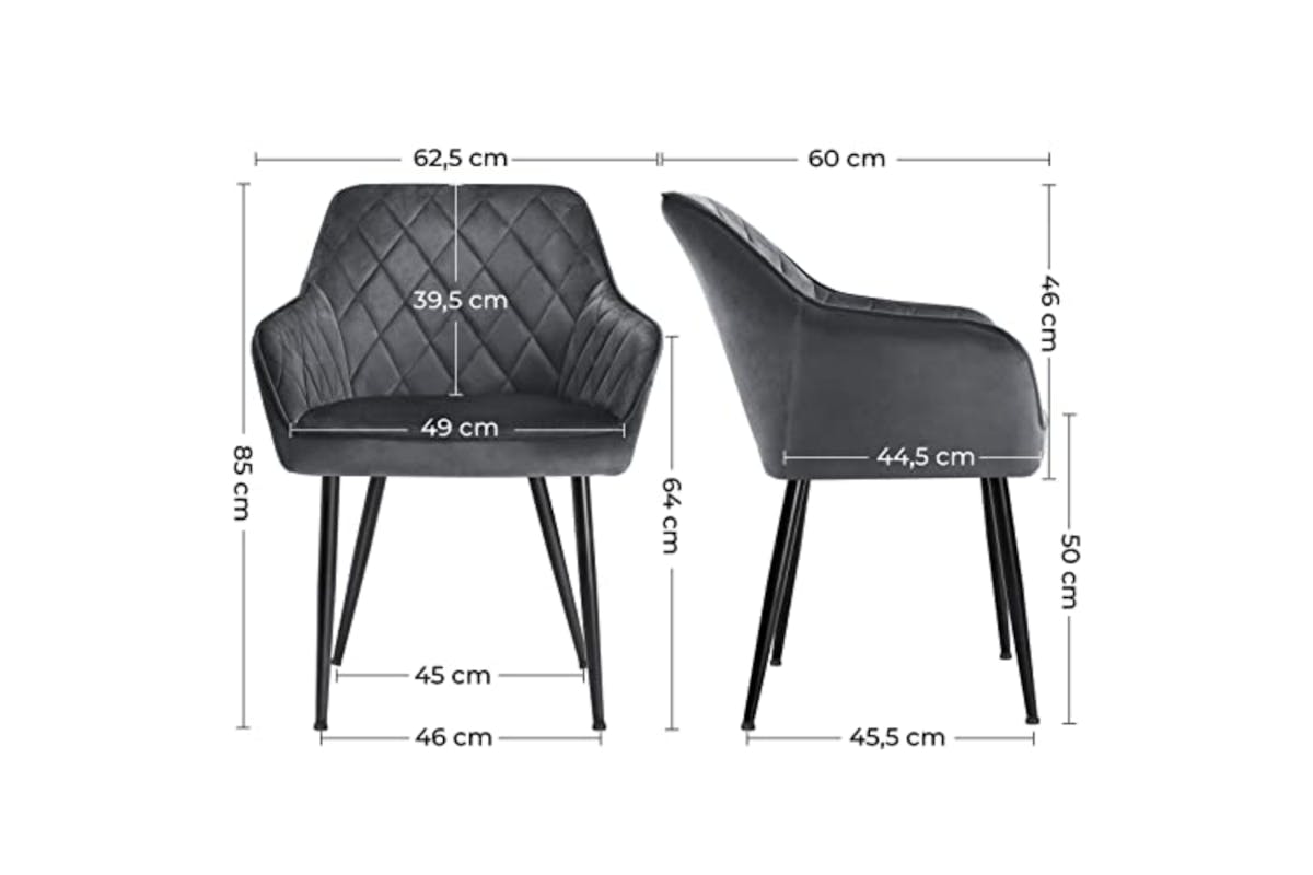 Songmics Carver Dining Chairs | Velvet | Grey | Set of 4-3