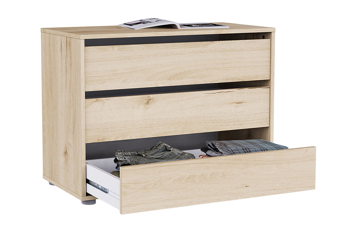 Blokty Chest of Drawer 60 cm | 3 Drawer | Oak Effect-4