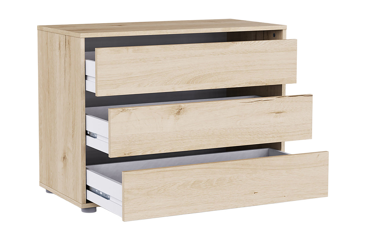 Blokty Chest of Drawer 60 cm | 3 Drawer | Oak Effect-5