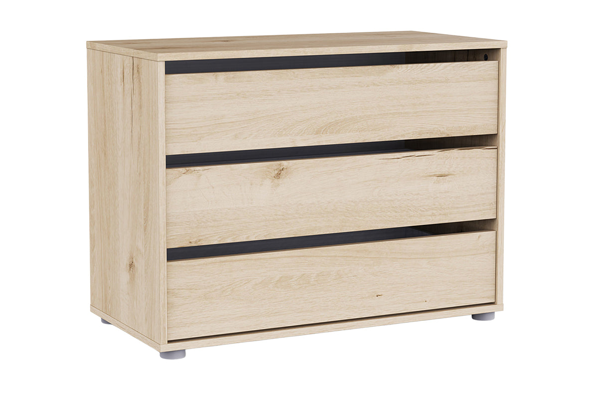 Blokty Chest of Drawer 60 cm | 3 Drawer | Oak Effect-3