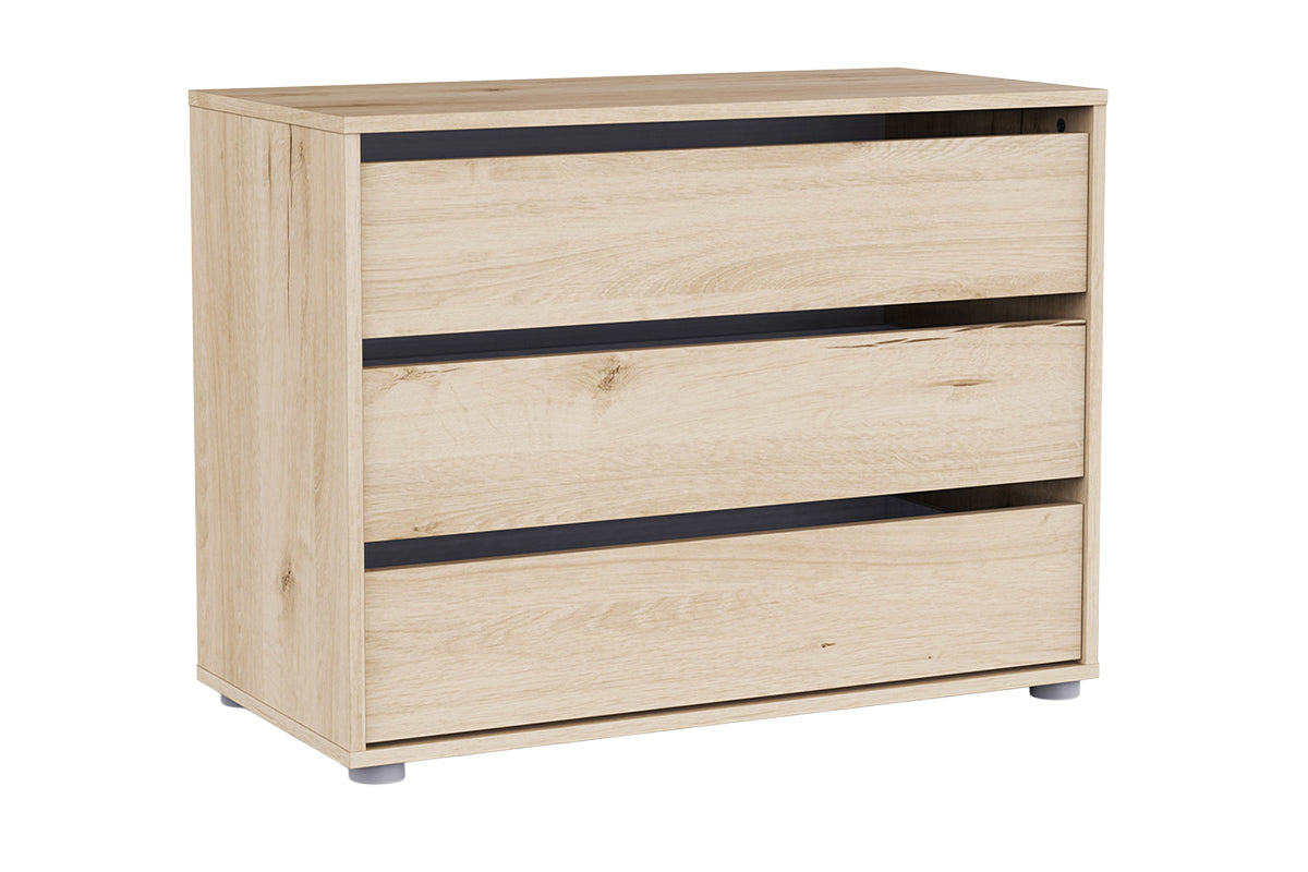Blokty Chest of Drawer 80 cm | 3 Drawer | Oak Effect-3