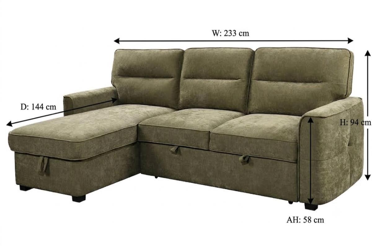 Rian Sofabed | 2 Seater | Storage Chaise | Green-3