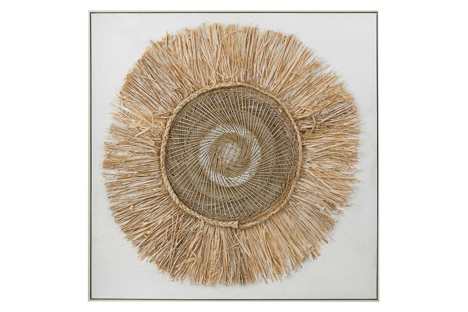 Ibiza Circle Framed Print Canvas | White/Cream | 100 x 100 cm