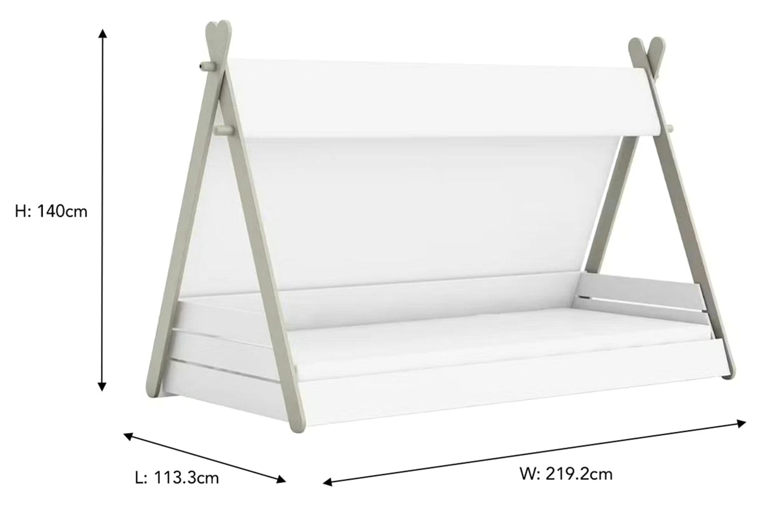 Totem Single Bed | 3ft | White-3