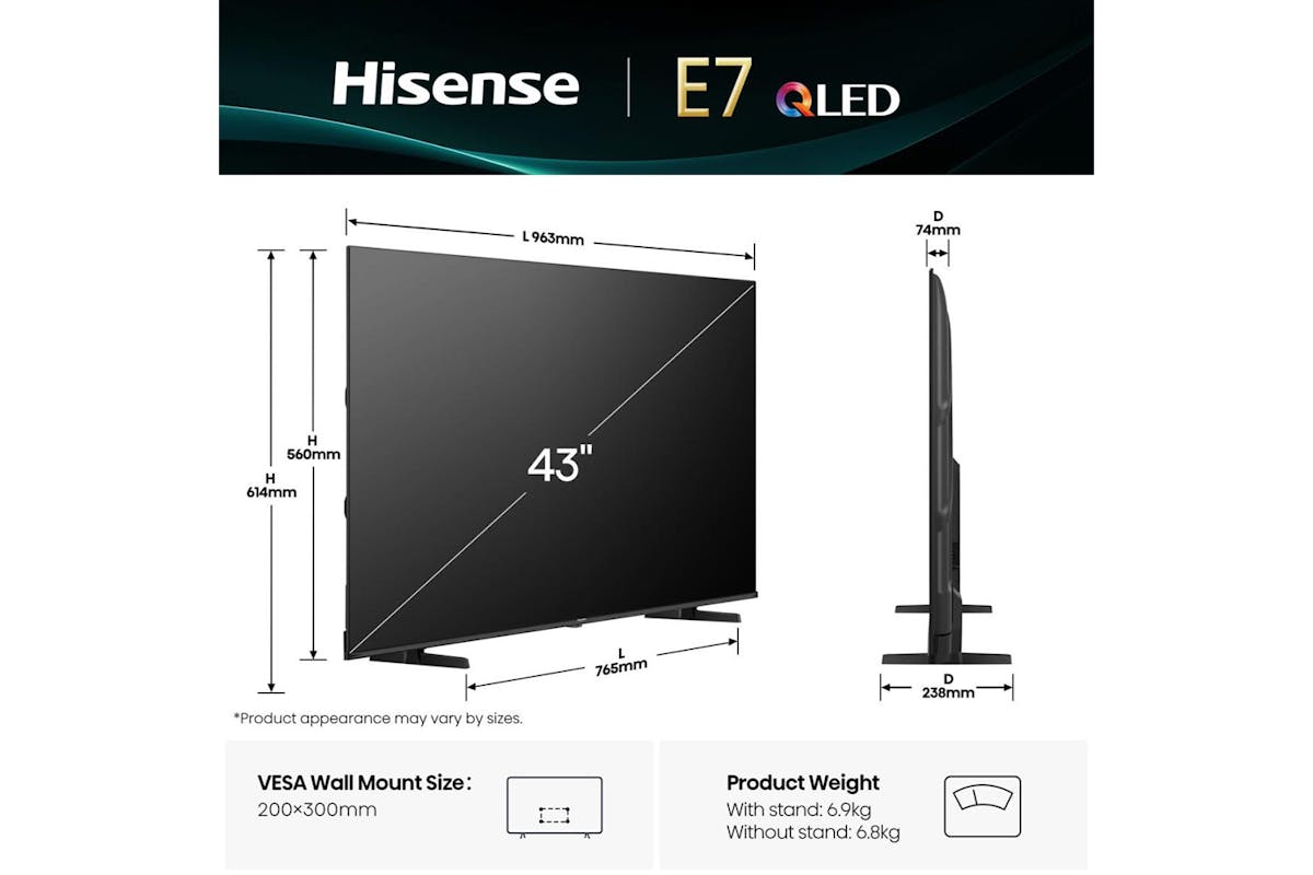 Hisense E7Q 43" 4K Ultra HD QLED Smart TV | 43E71Q-13