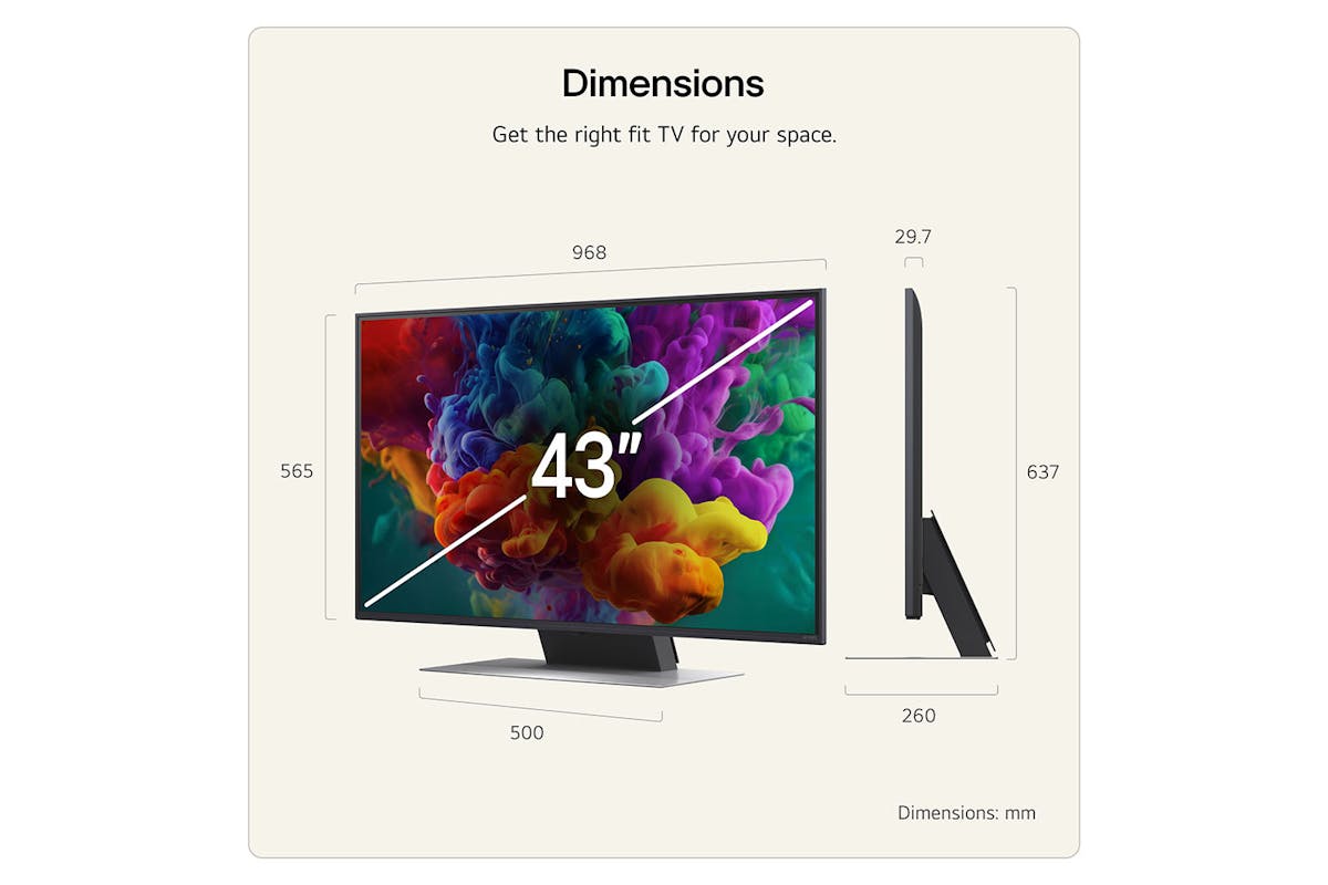 LG QNED86 43" Mini LED Evo AI 4K Ultra HD Smart TV (2026) | 43QNED86B6B.AEI-3