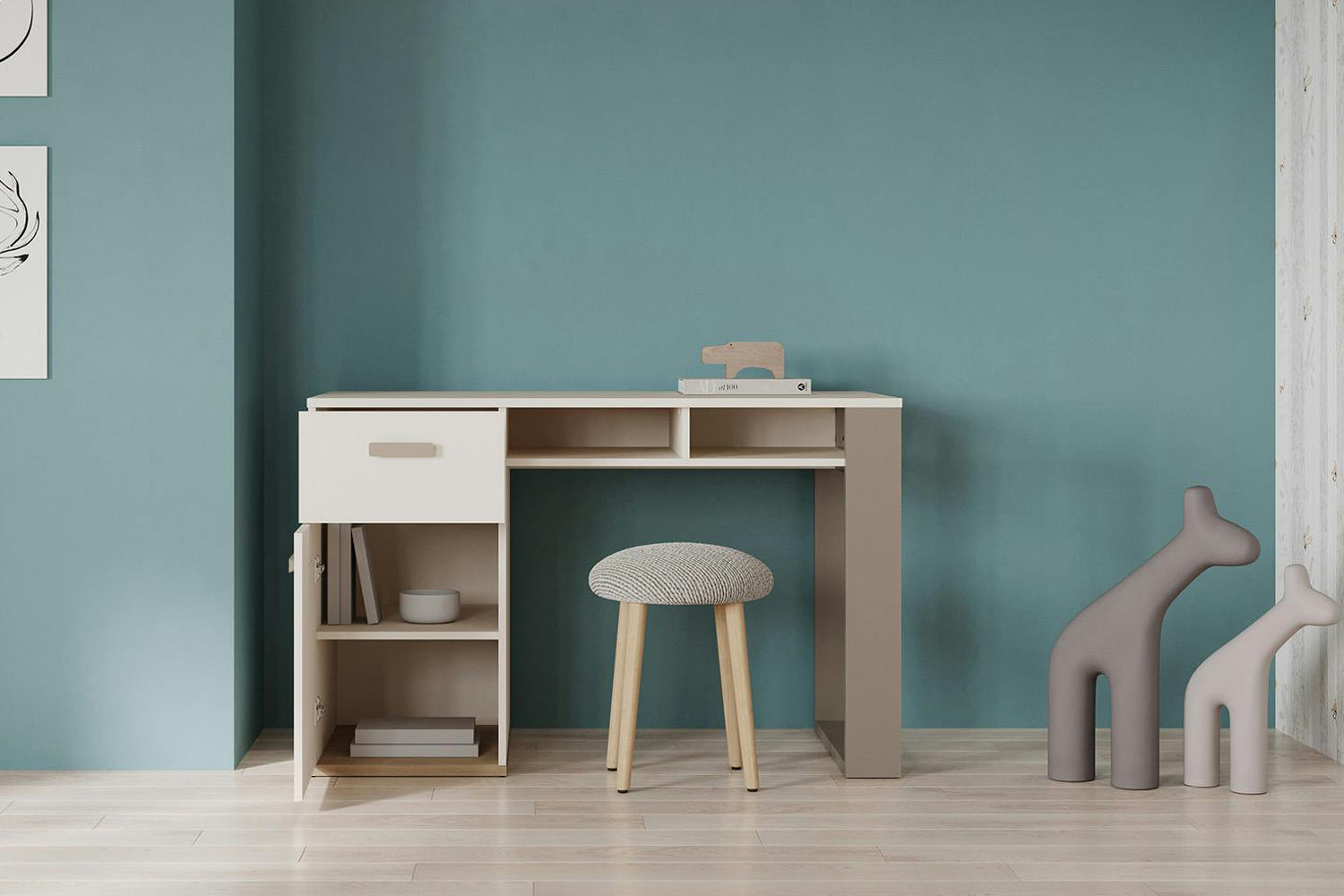 Camillia Desk | Grey/White-2