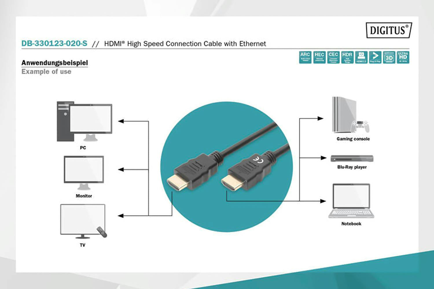 Digitus Premium HDMI with Ethernet Connection Cable | 2m-8