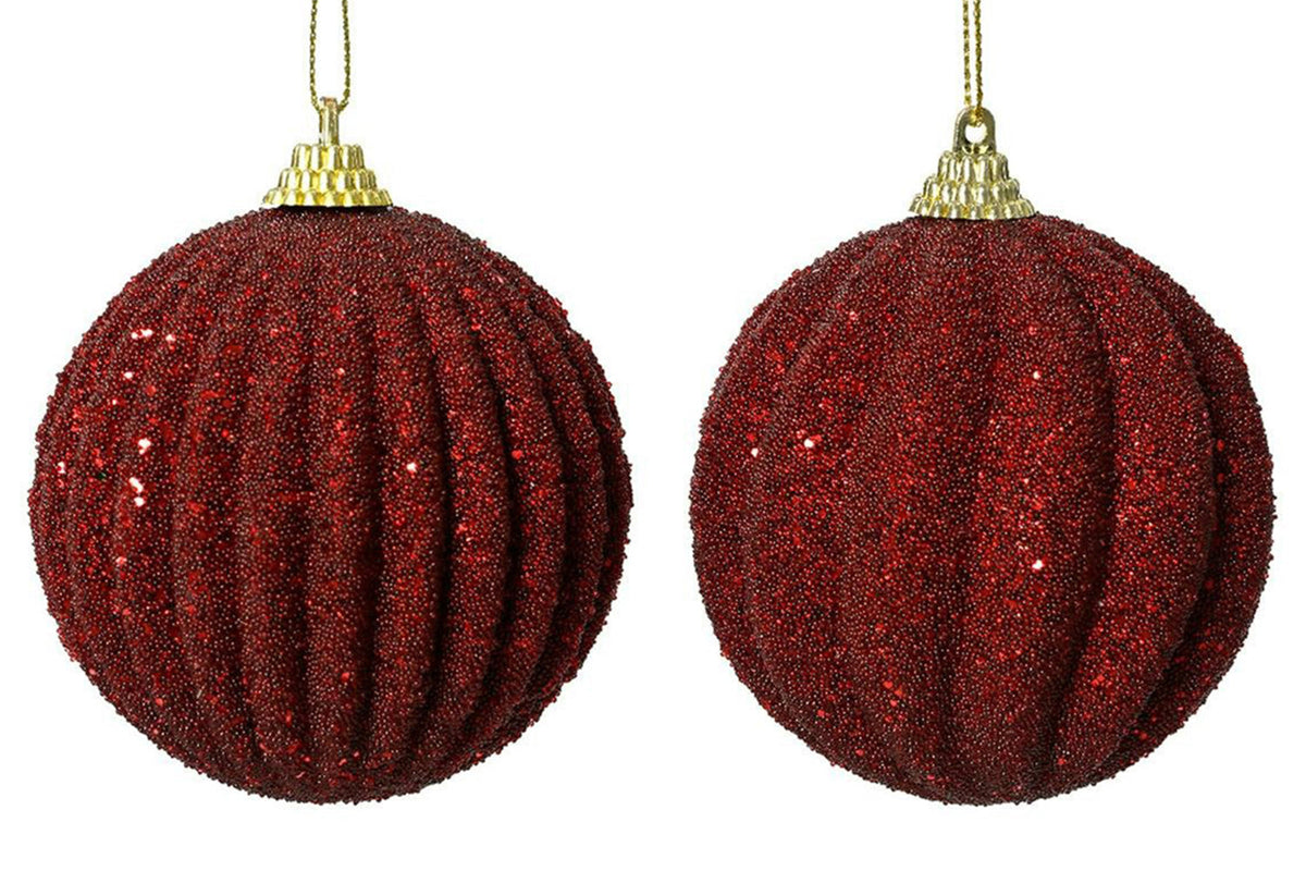 Christmas Decoration | 8cm Shatterproof Bauble | Red | Sold Individually – Random Style