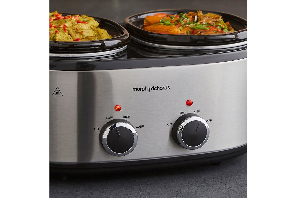 Morphy Richards DuoServe 3.8L Double Pot Slow Cooker | 462000 | Brushed Stainless Steel-5