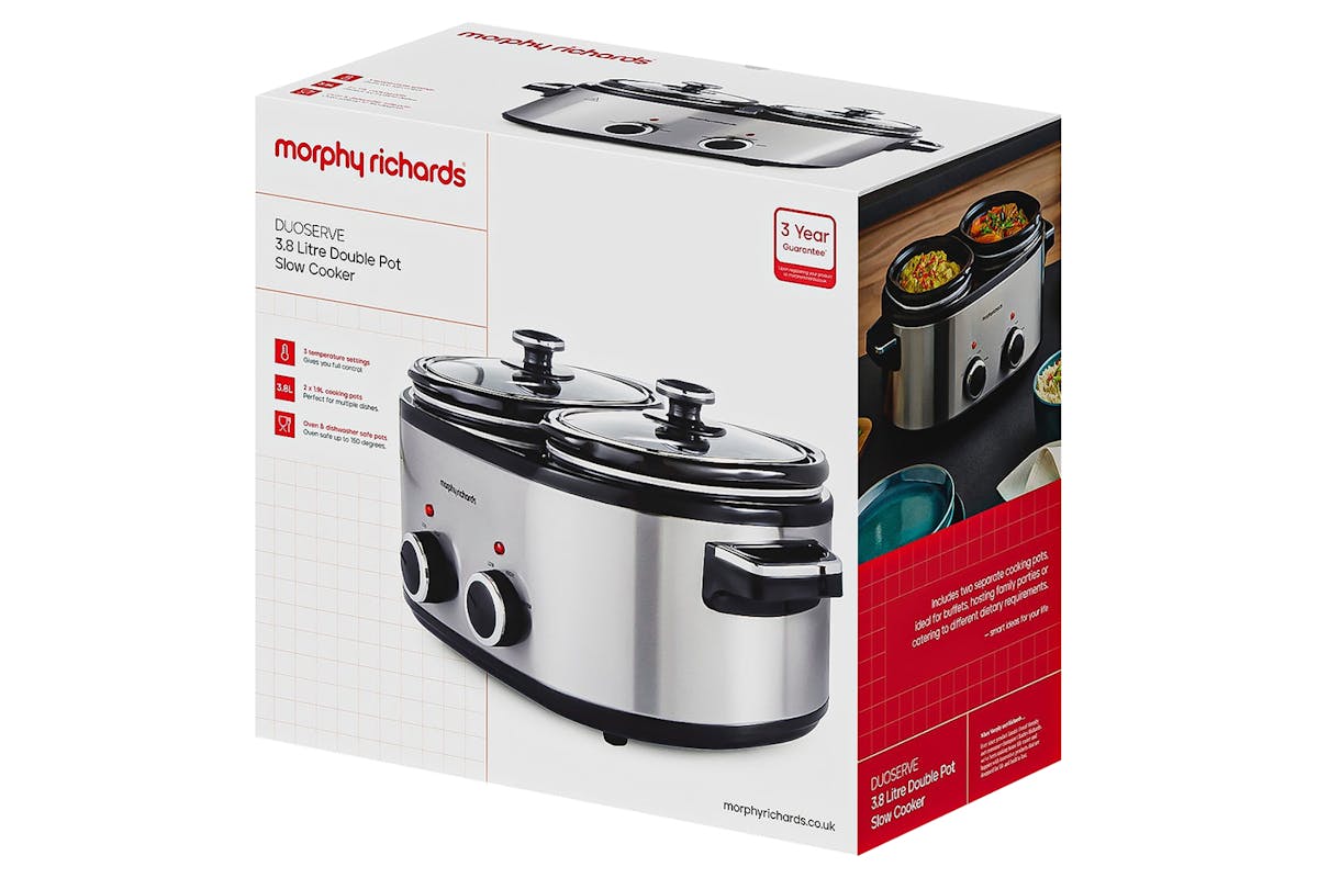 Morphy Richards DuoServe 3.8L Double Pot Slow Cooker | 462000 | Brushed Stainless Steel-8
