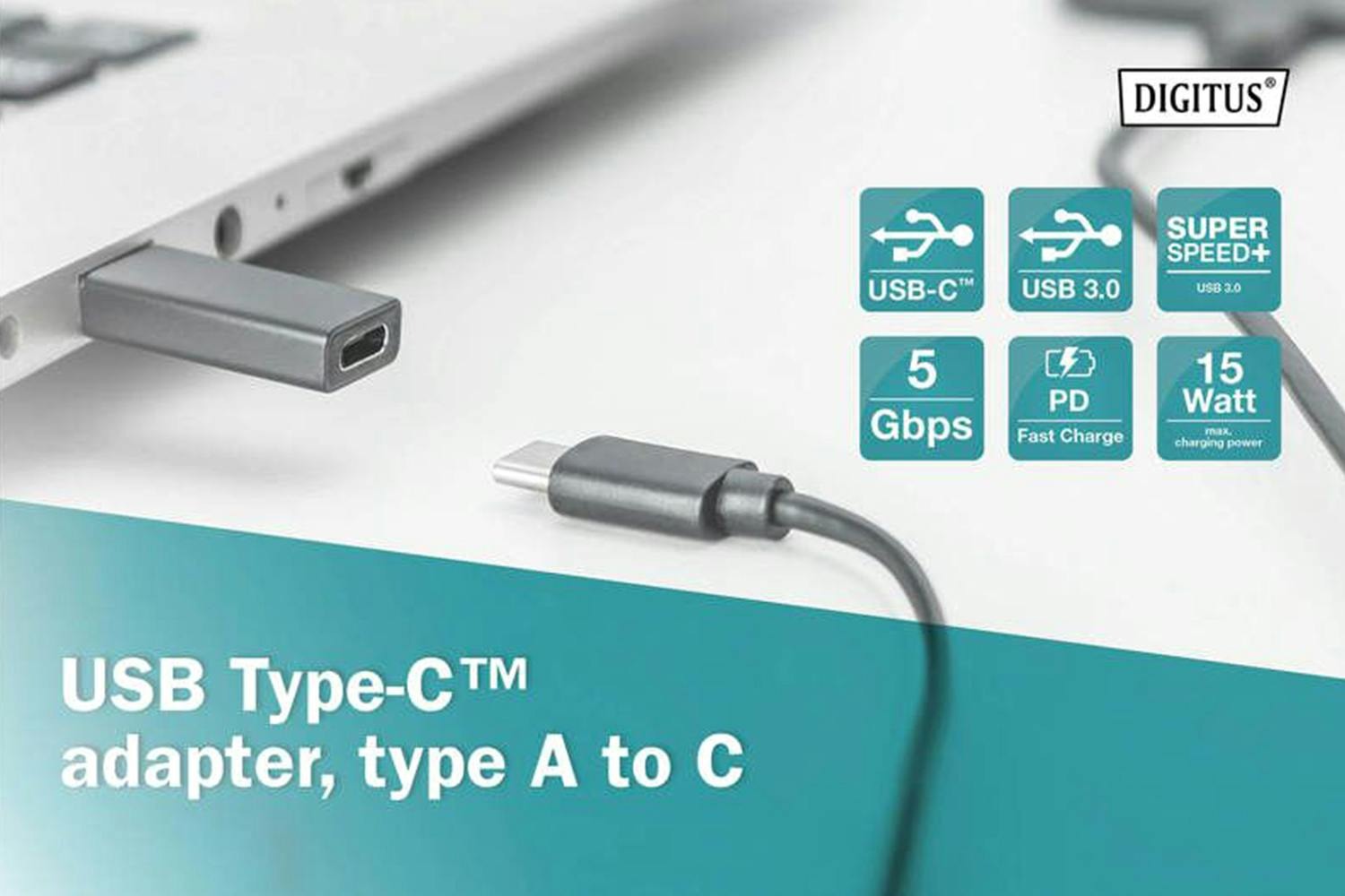 Digitus USB Type-A to Type-C Adaptor | Black-8