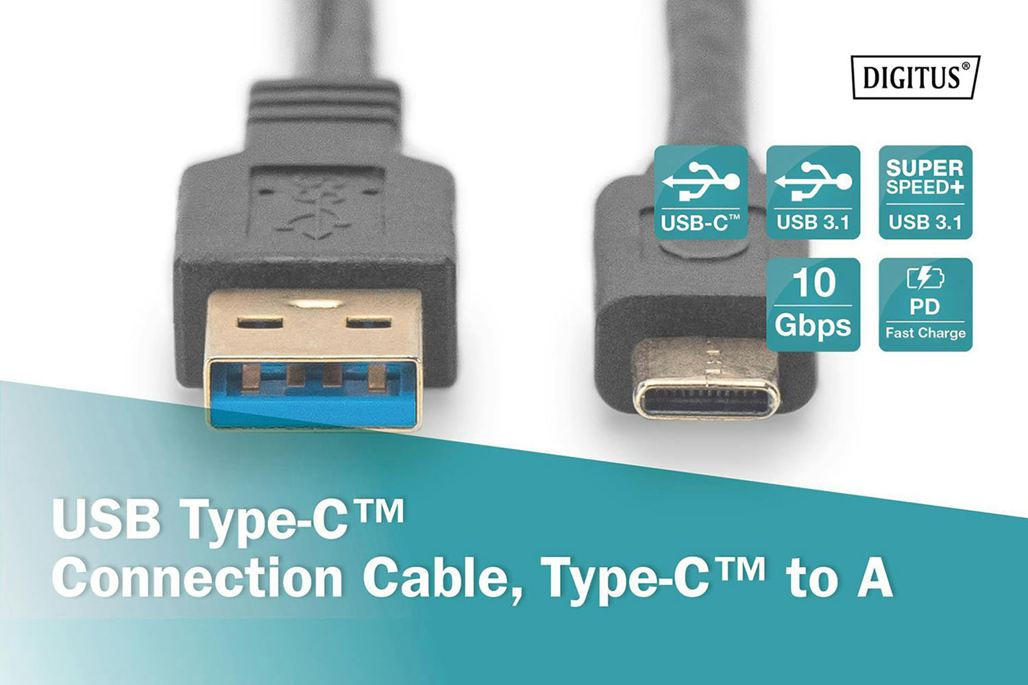 Digitus Gen 2 USB-C to USB-A Connection Cable | 1m-5