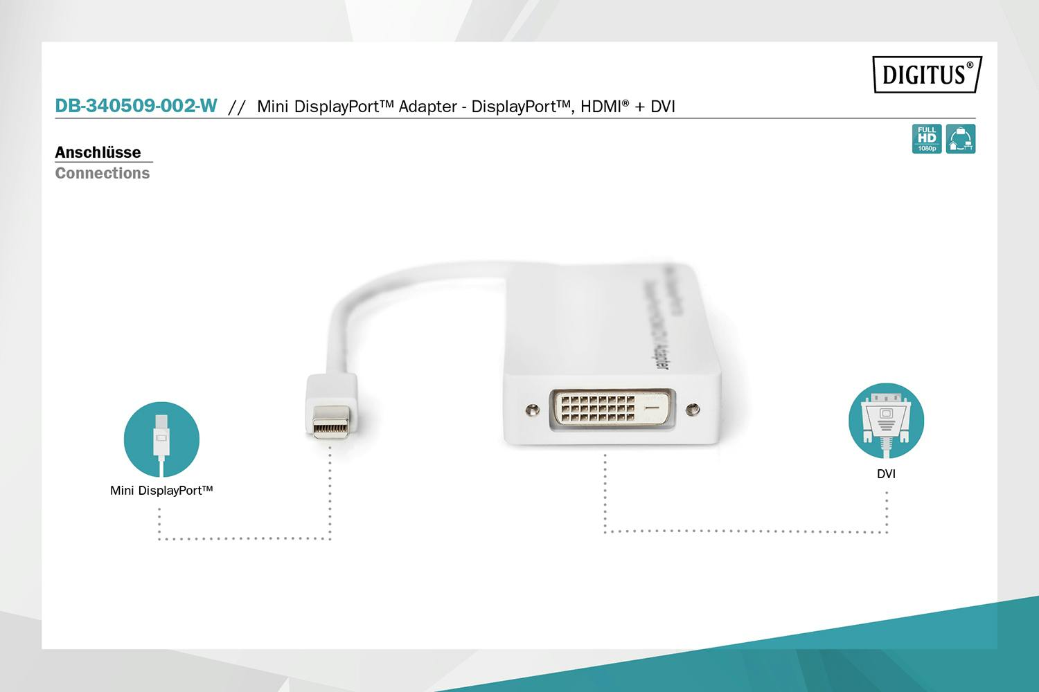 Digitus HDMI + DVI Mini DisplayPort Adapter | 0.2m-5