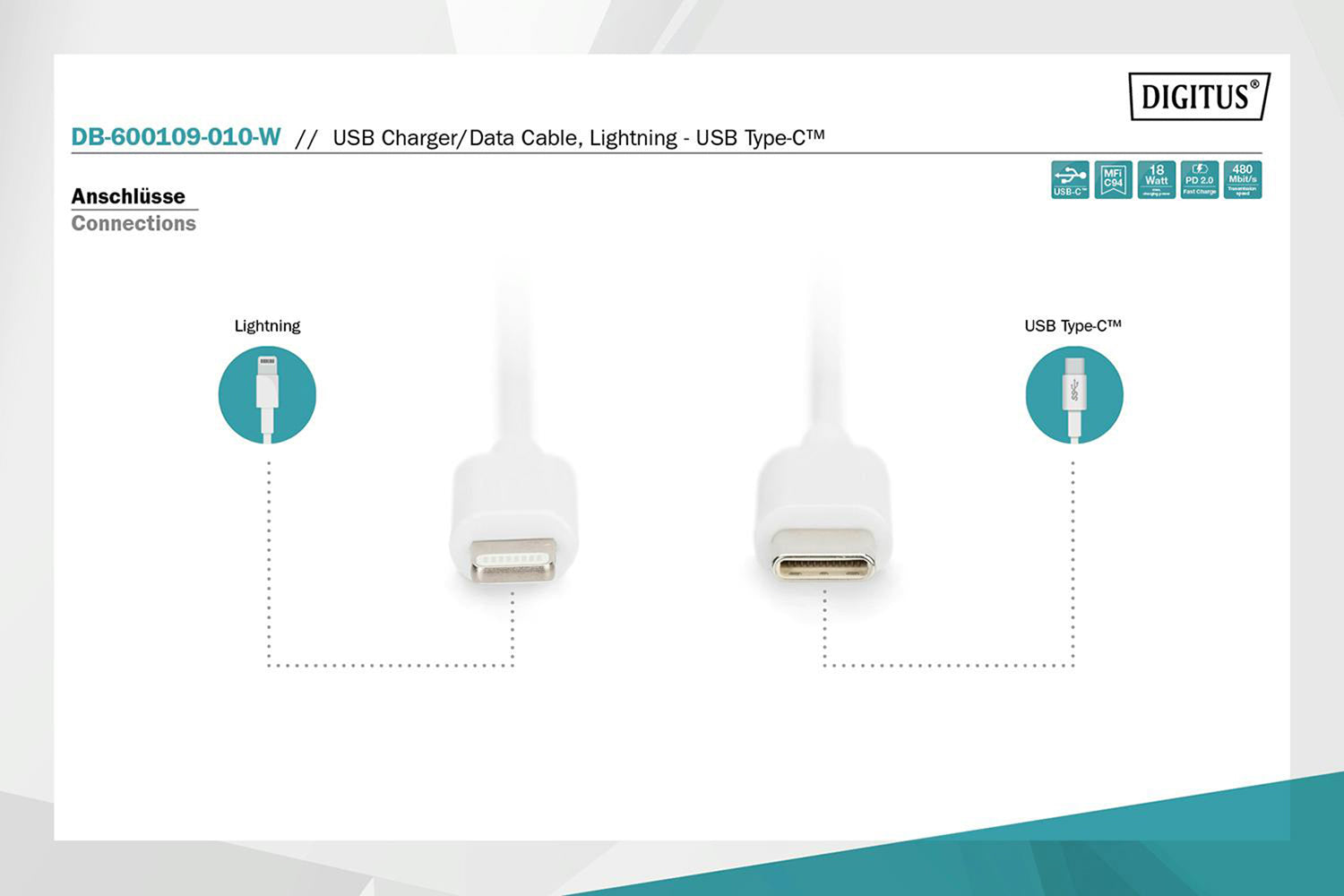 Digitus USB-C to Lightning Cable | 1m-6