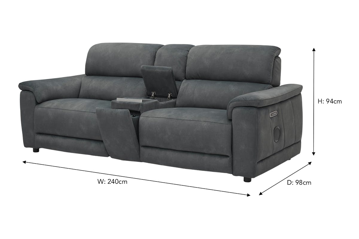 Tiago 2.5 Seater Sofa | Power Recliner | Fabric | Grey-3