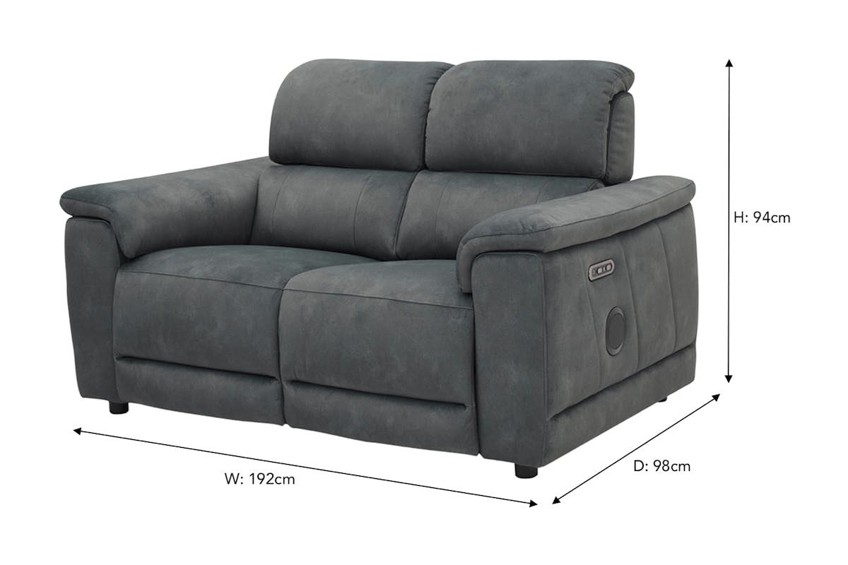 Tiago 2 Seater Sofa | Power Recliner | Fabric | Grey-3
