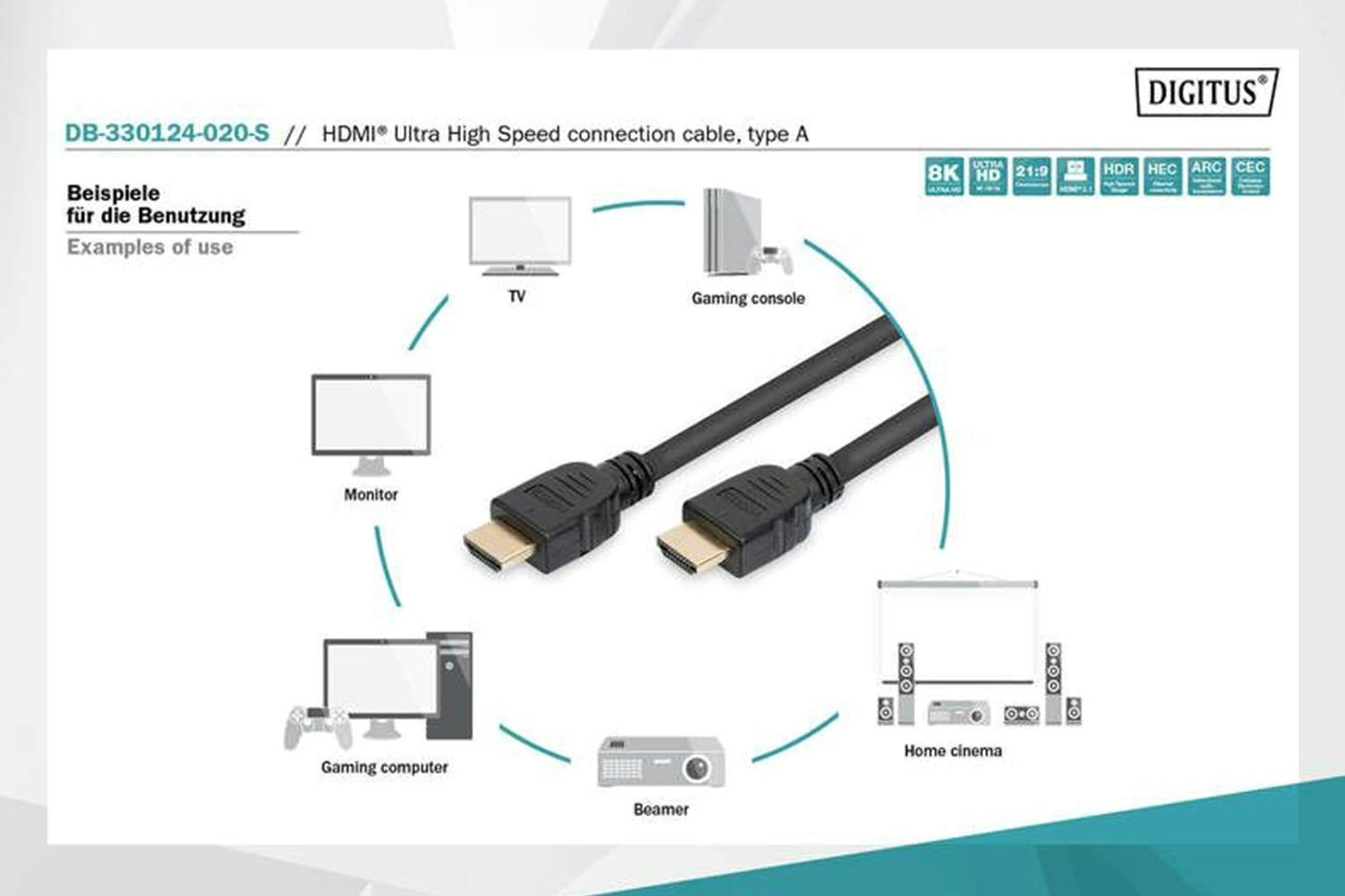 Digitus HDMI Ultra High Speed Type A Connection Cable | 2m-4