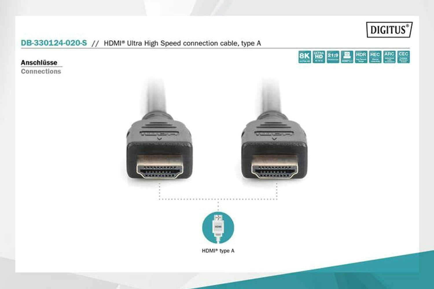 Digitus HDMI Ultra High Speed Type A Connection Cable | 2m-5
