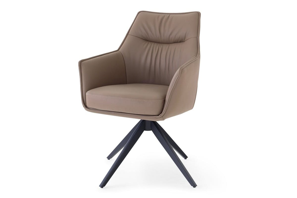 Kayleigh Carver Dining Chair | Swivel | Leather | Cappuccino-2