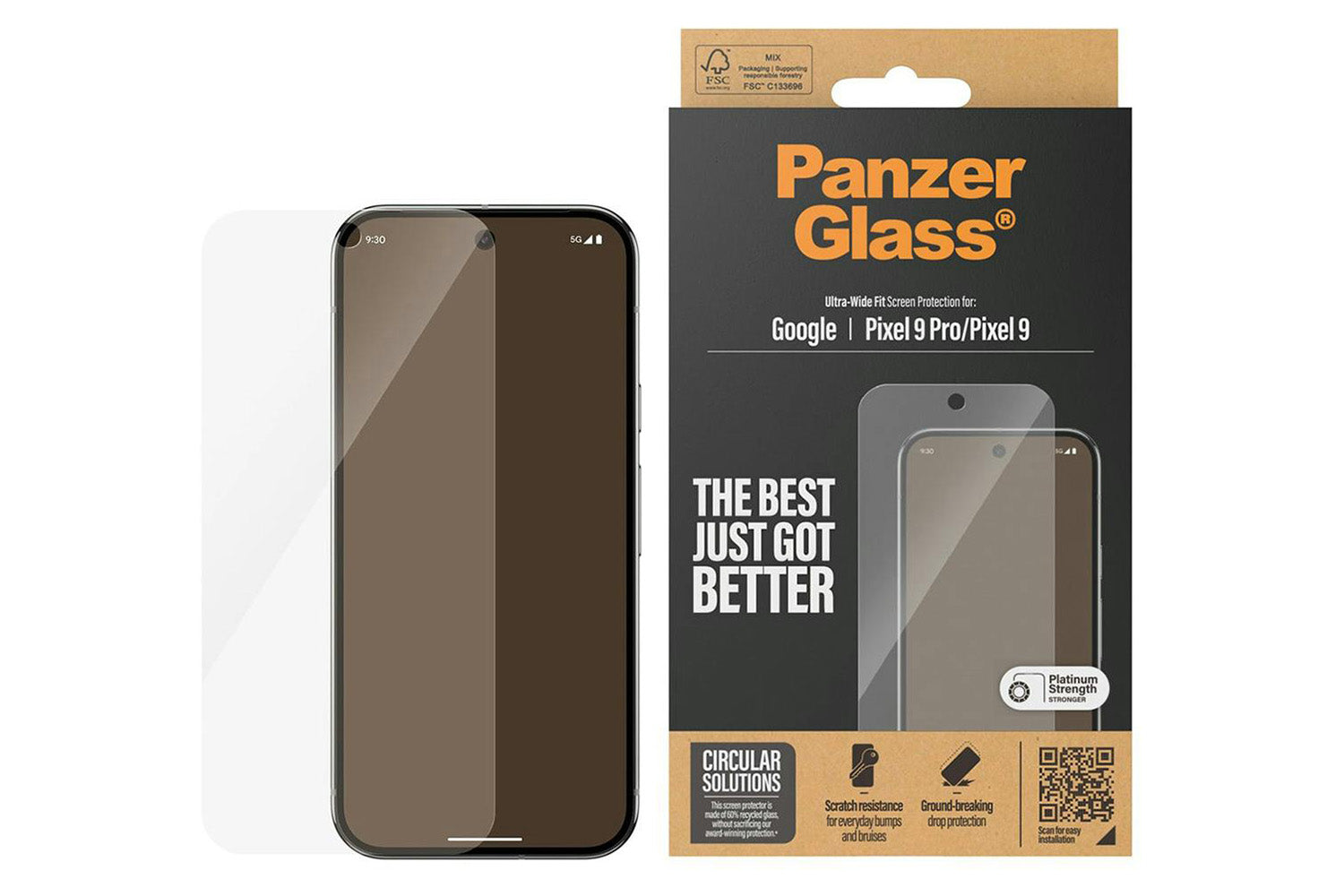 PanzerGlass Google Pixel 9 & 9 Pro Ultra-Wide Fit Screen Protector