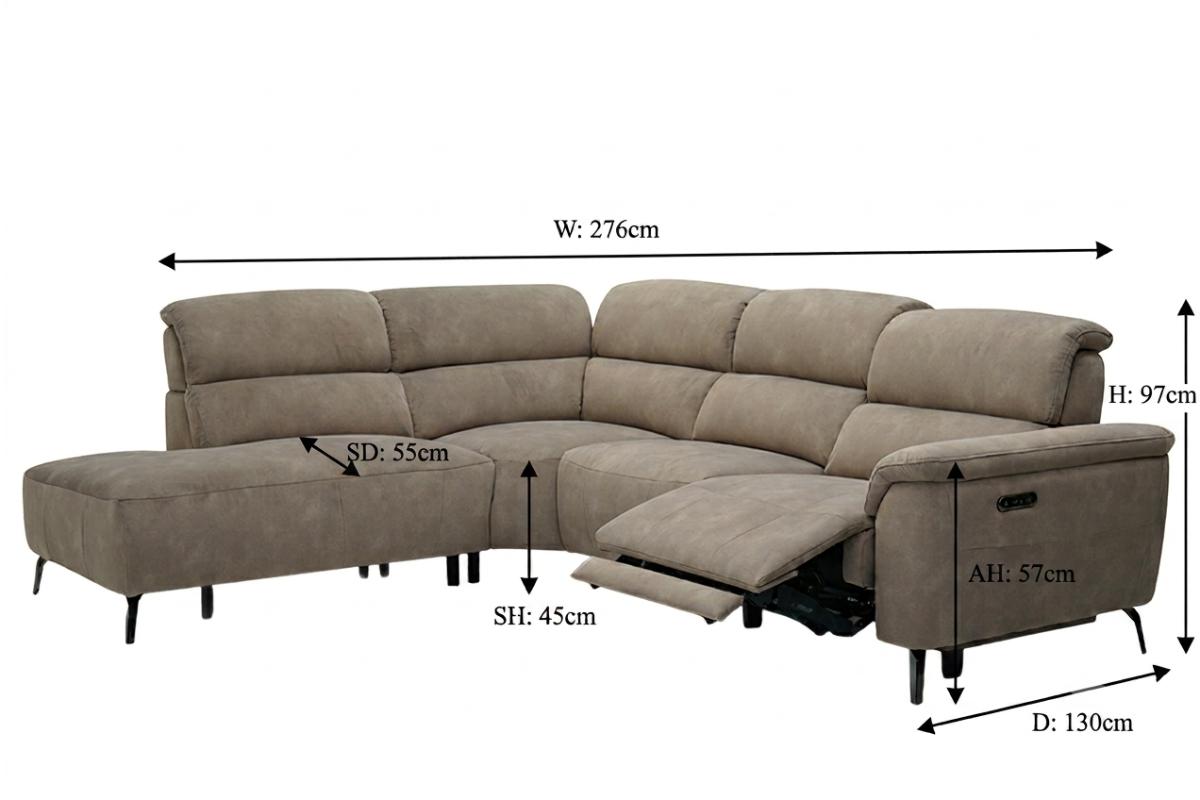 Izzy 2.5 Seater Sofa | Power Recliner | Fabric | Taupe-2