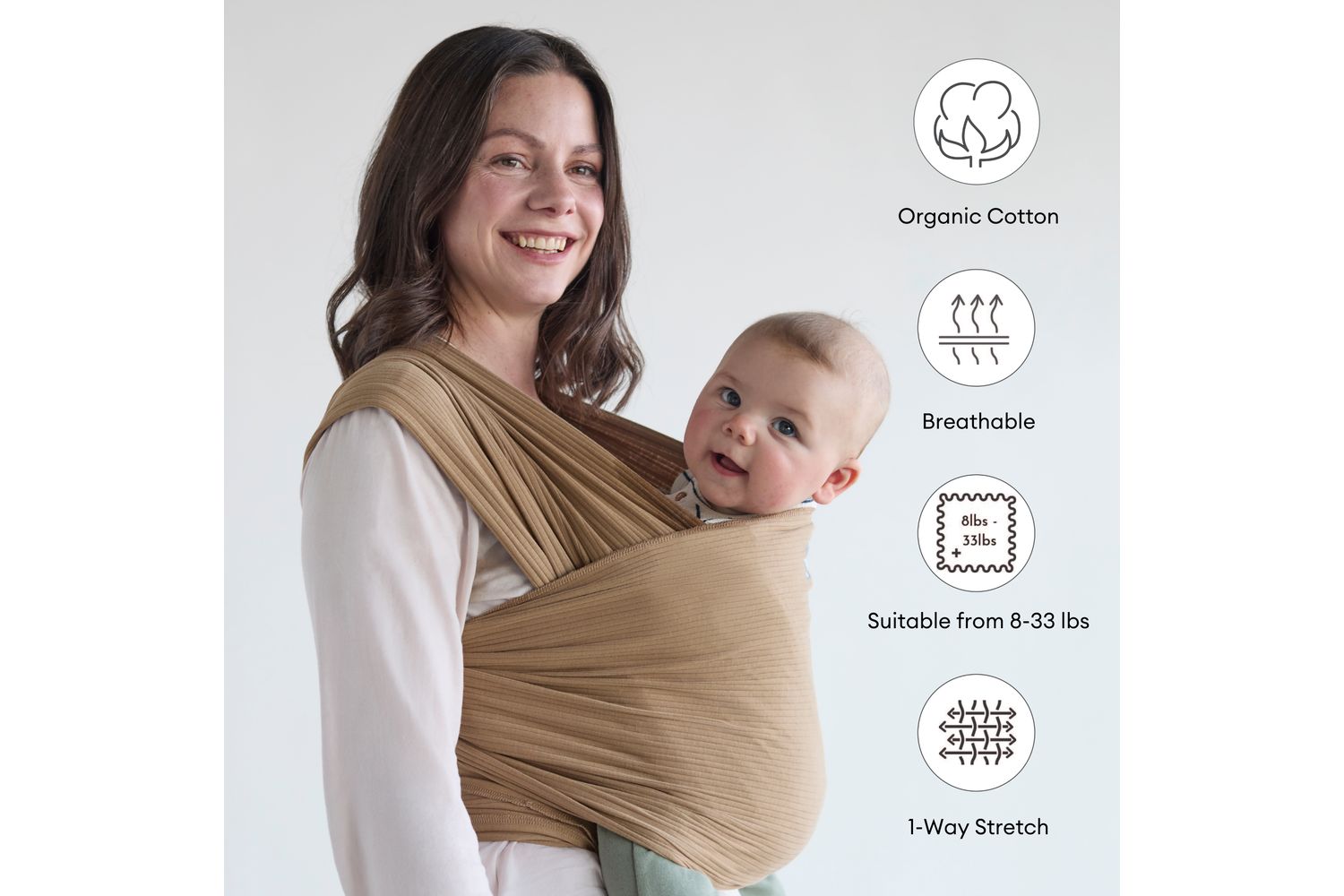 Stretchy Baby Wrap Organic Cotton Midnight Tide-5
