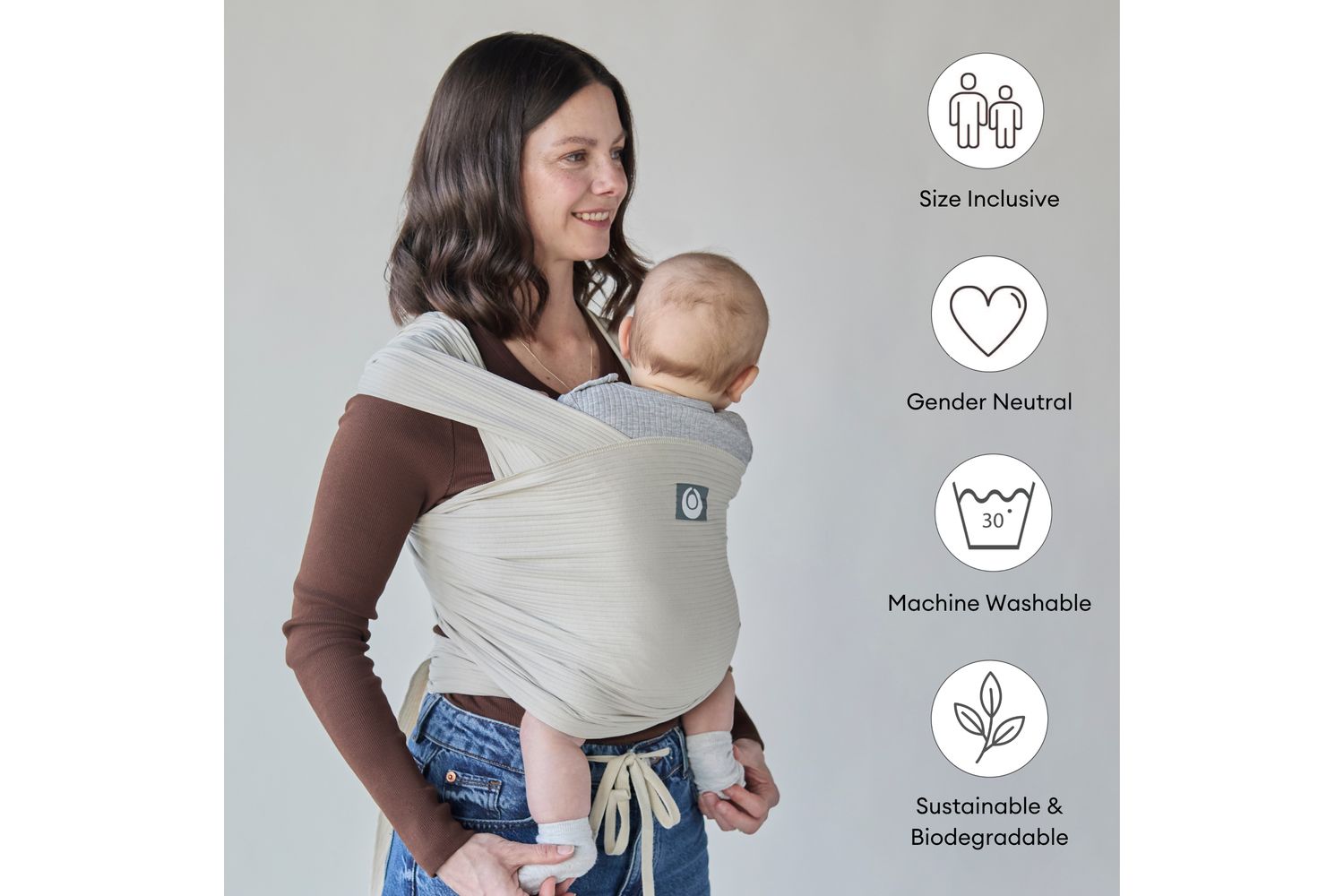Stretchy Baby Wrap Organic Corduroy Ecru-6