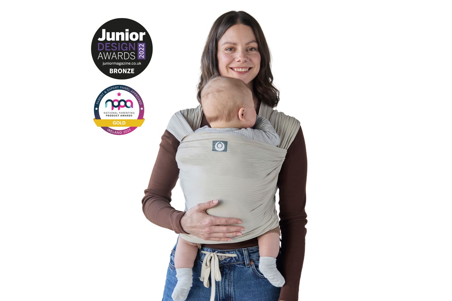Stretchy Baby Wrap Organic Corduroy Ecru-7