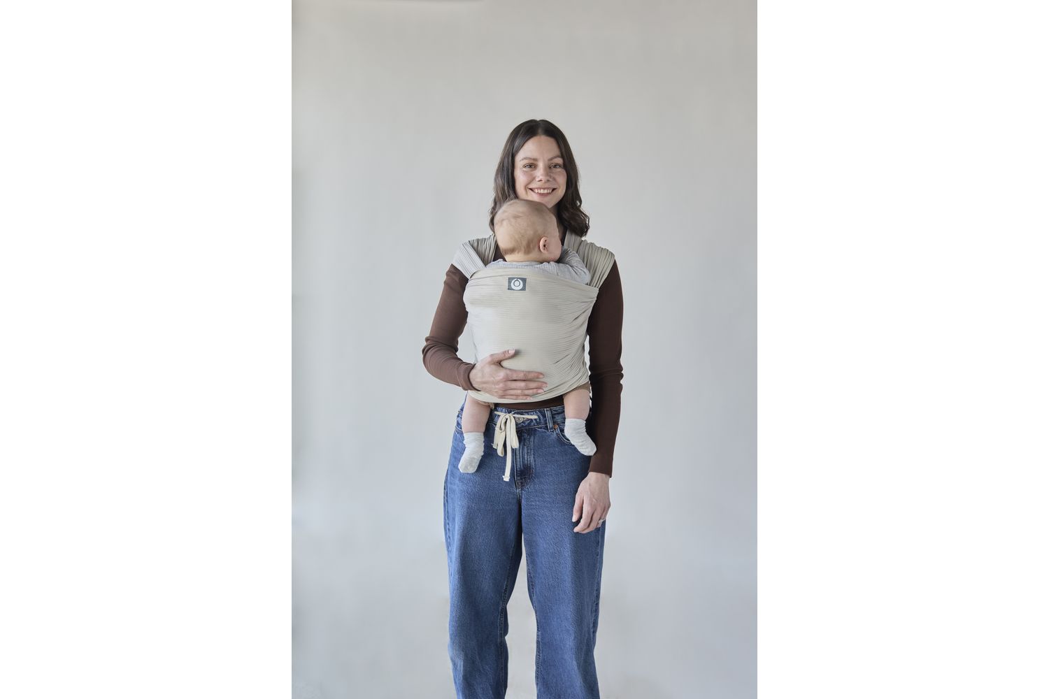 Stretchy Baby Wrap Organic Corduroy Ecru-8