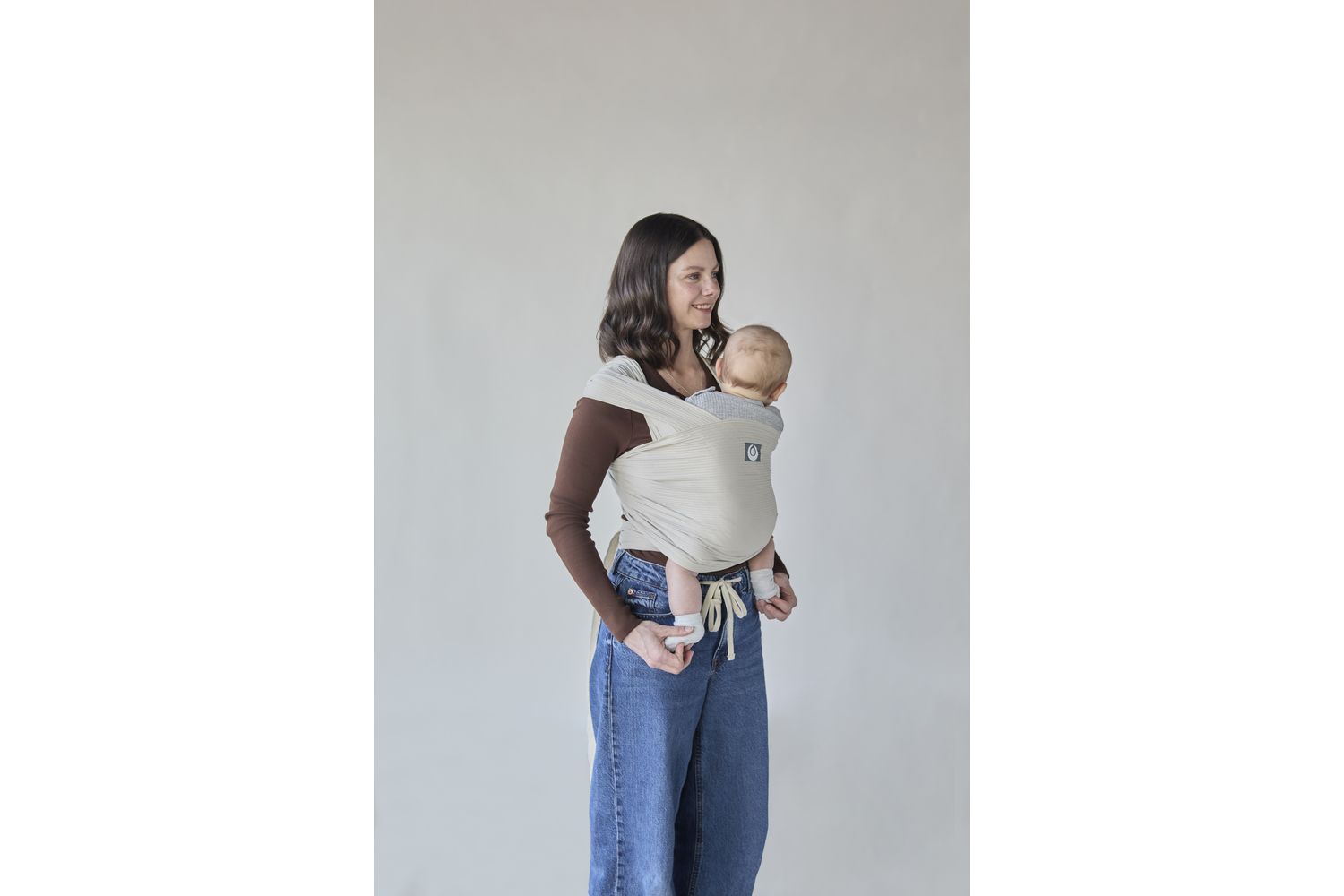 Stretchy Baby Wrap Organic Corduroy Ecru-9