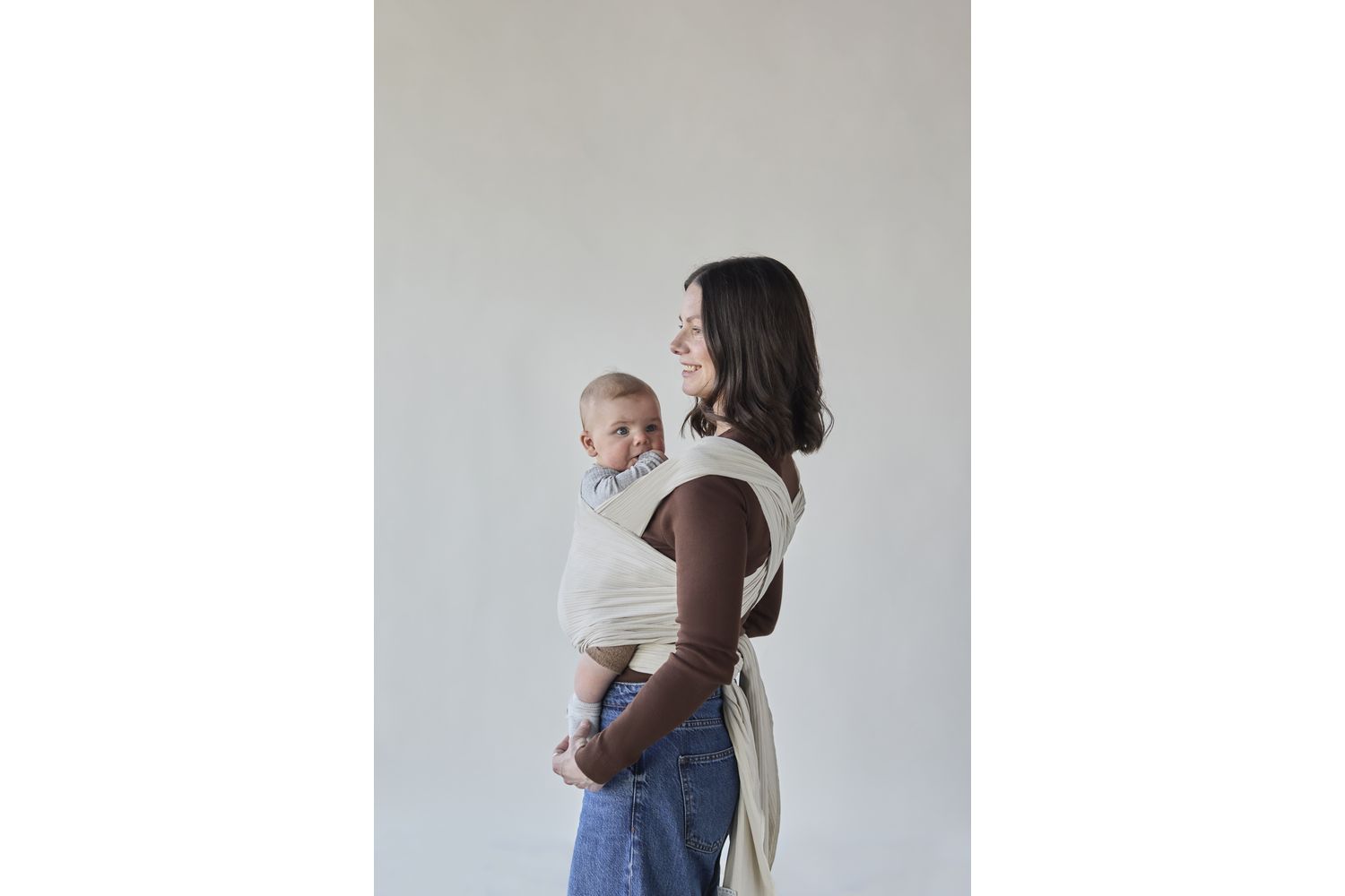 Stretchy Baby Wrap Organic Corduroy Ecru-10