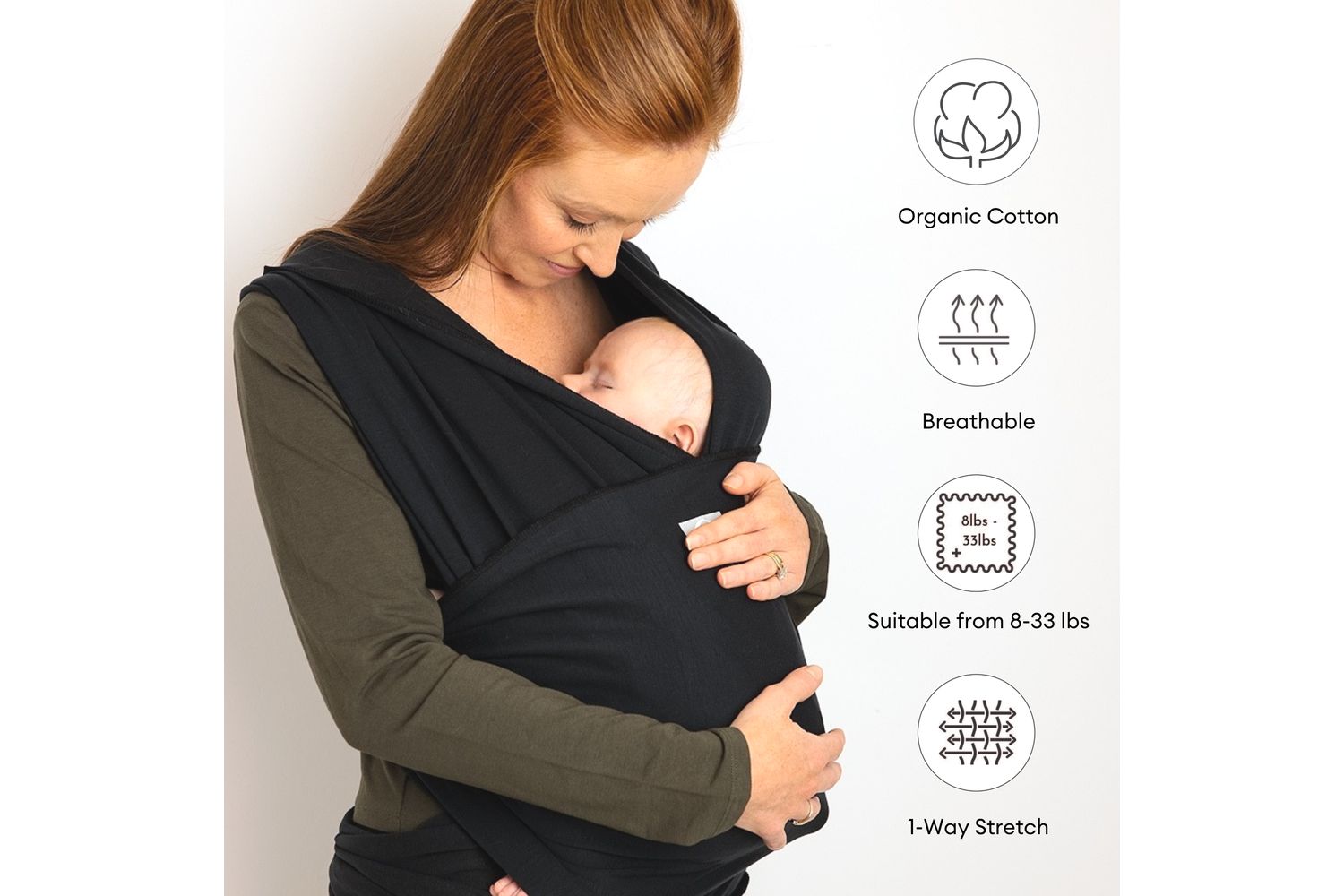 Stretchy Baby Wrap Organic Cotton Ebony-2