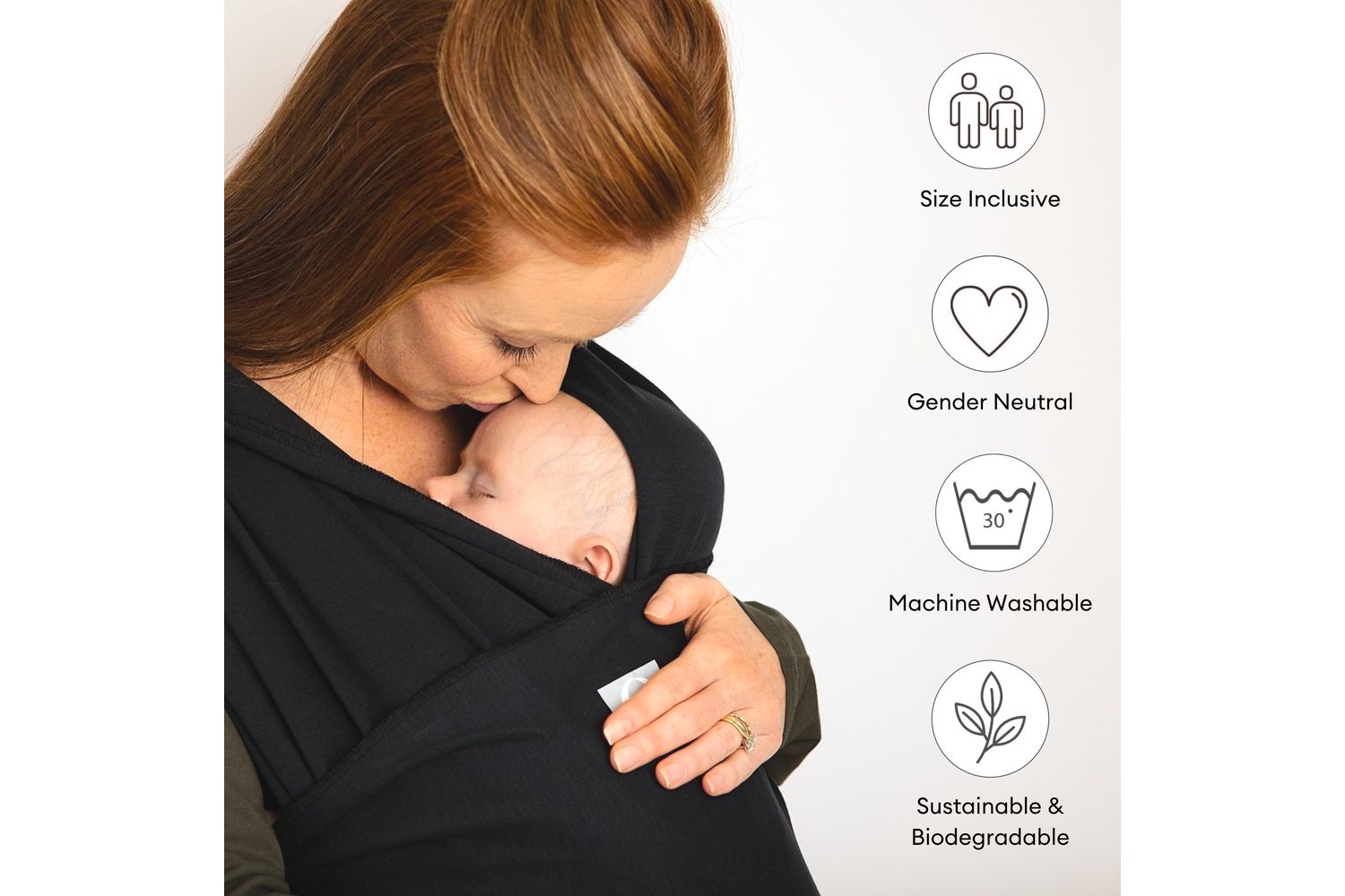 Stretchy Baby Wrap Organic Cotton Ebony-3