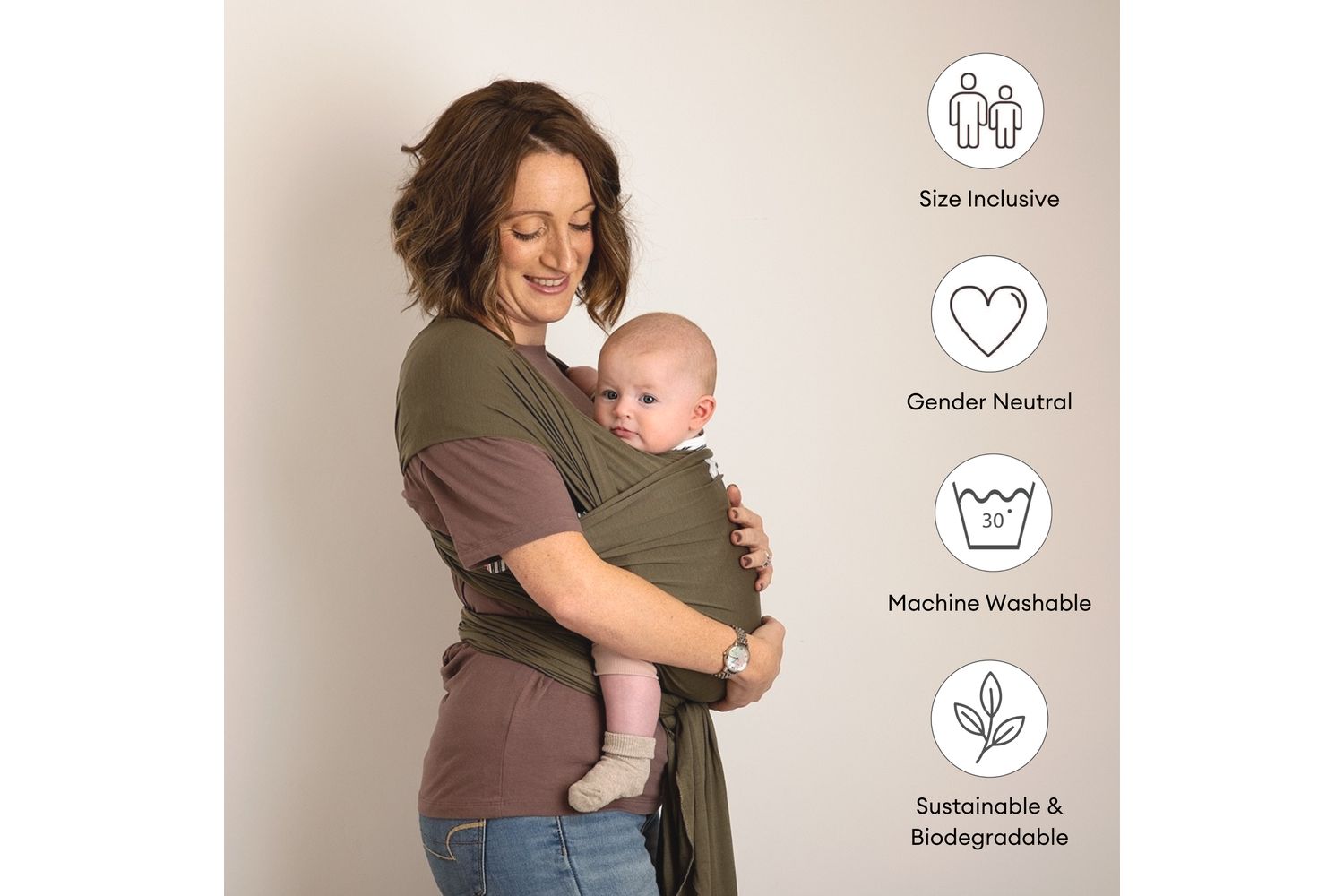 Stretchy Baby Wrap Organic Cotton Forest Green-4