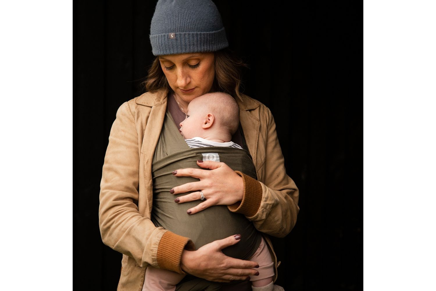 Stretchy Baby Wrap Organic Cotton Forest Green-7