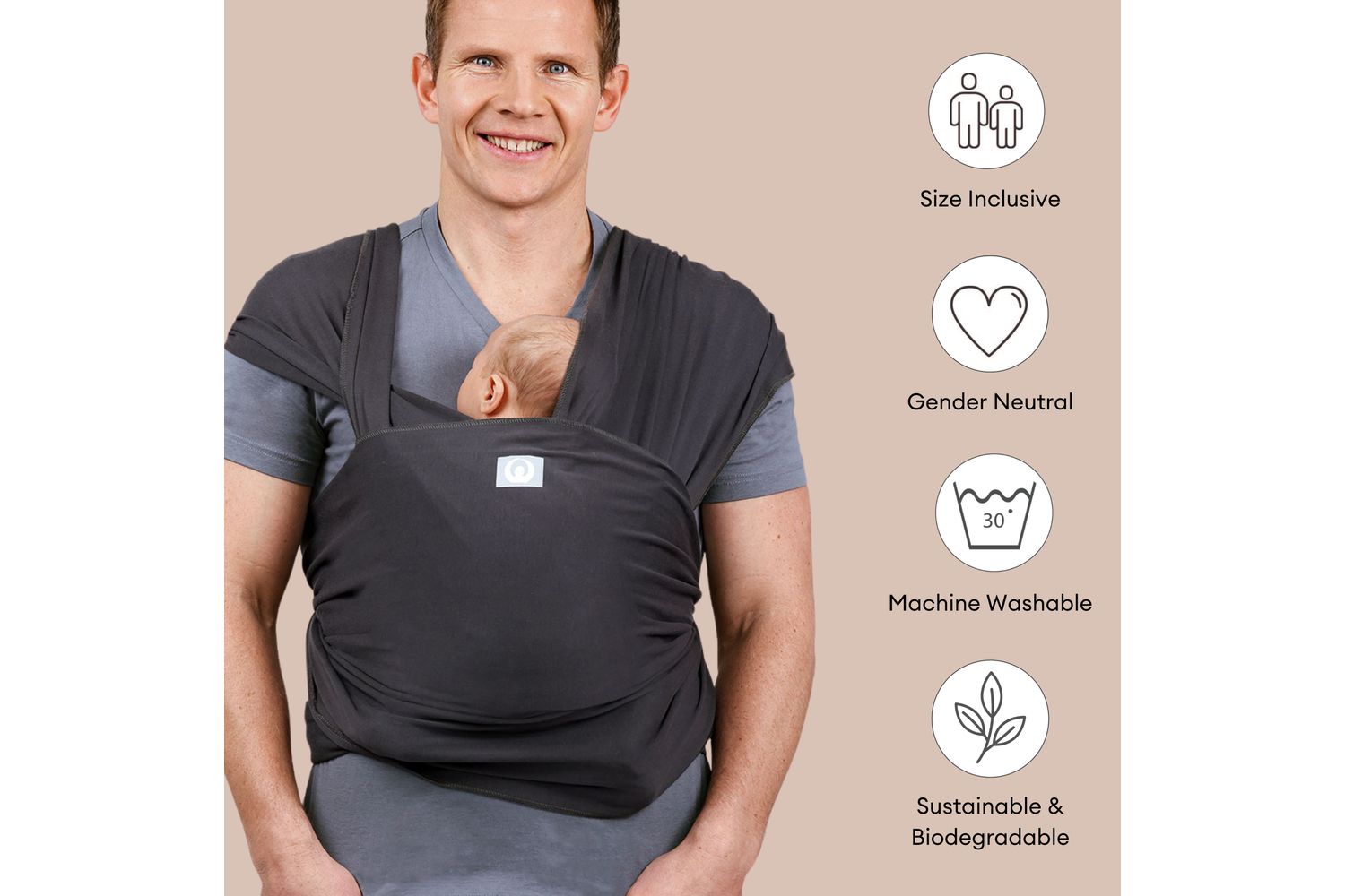 Stretchy Baby Wrap Organic Cotton Graphite-4